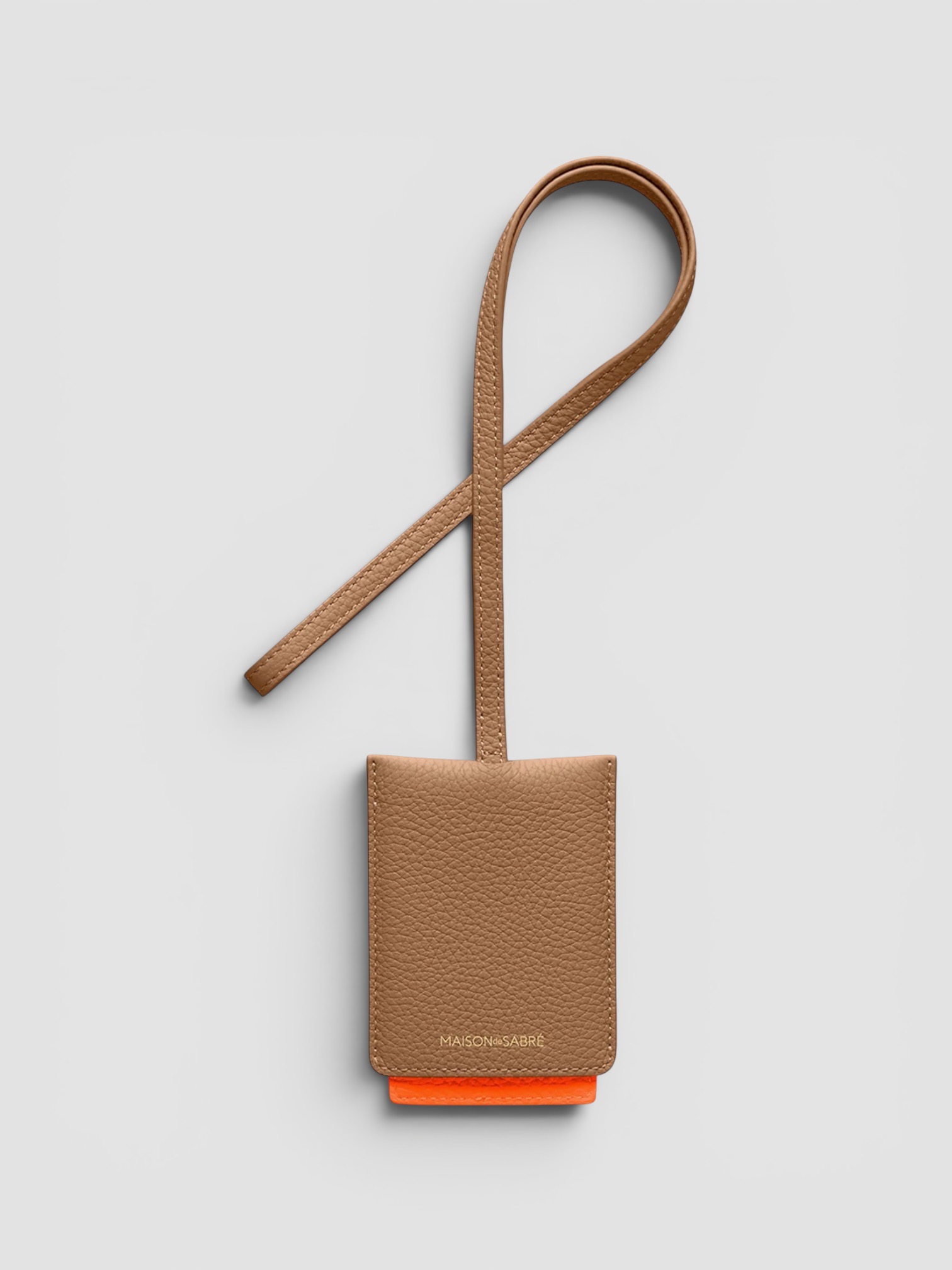 Maison de Sabré The Leather ID Lanyard Holder in saharan brown.