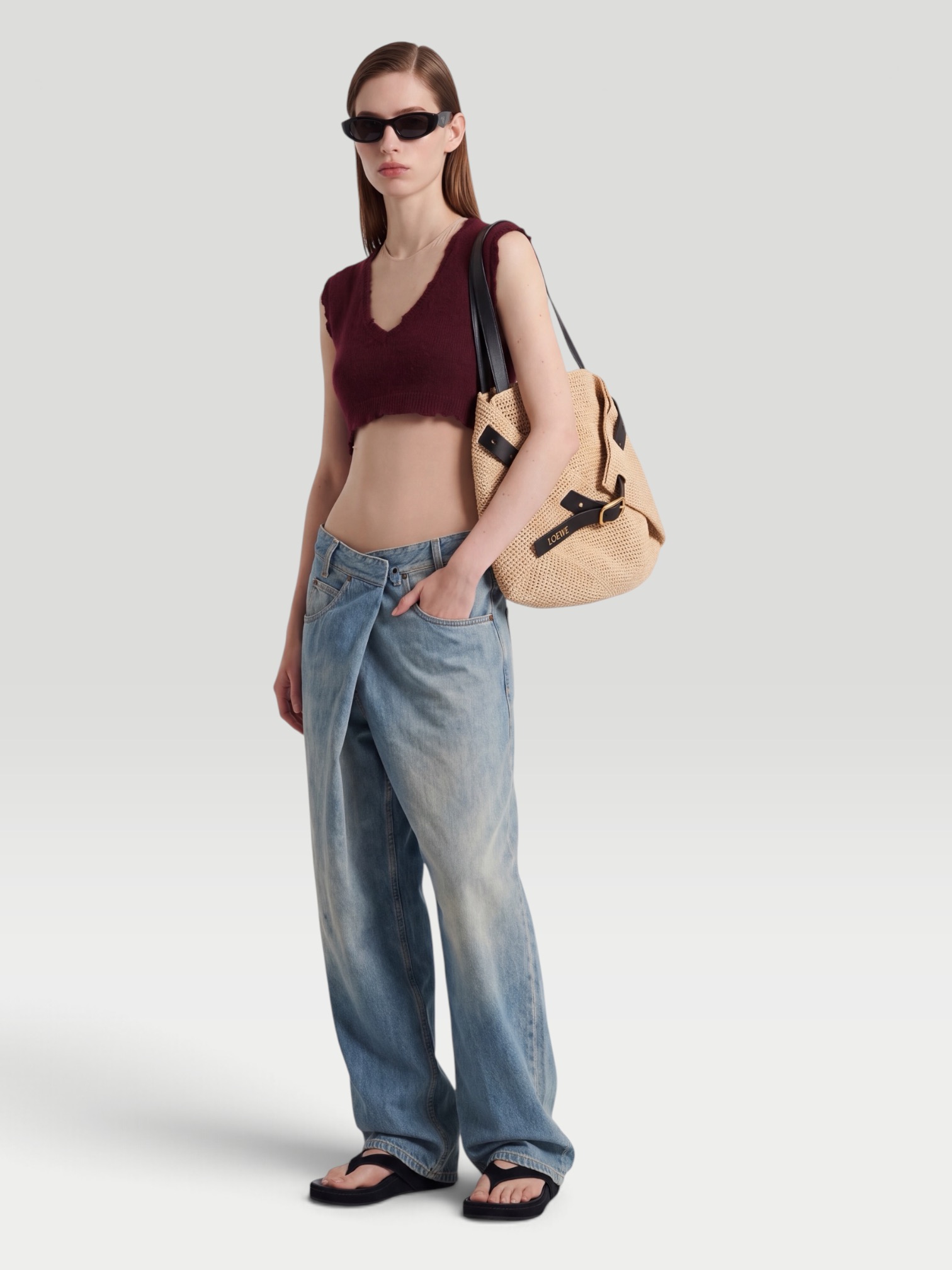 Maison Margiela Faded Wide-Leg Jeans in blue. Styled by Sharon Lombardo for FDV Concierge.