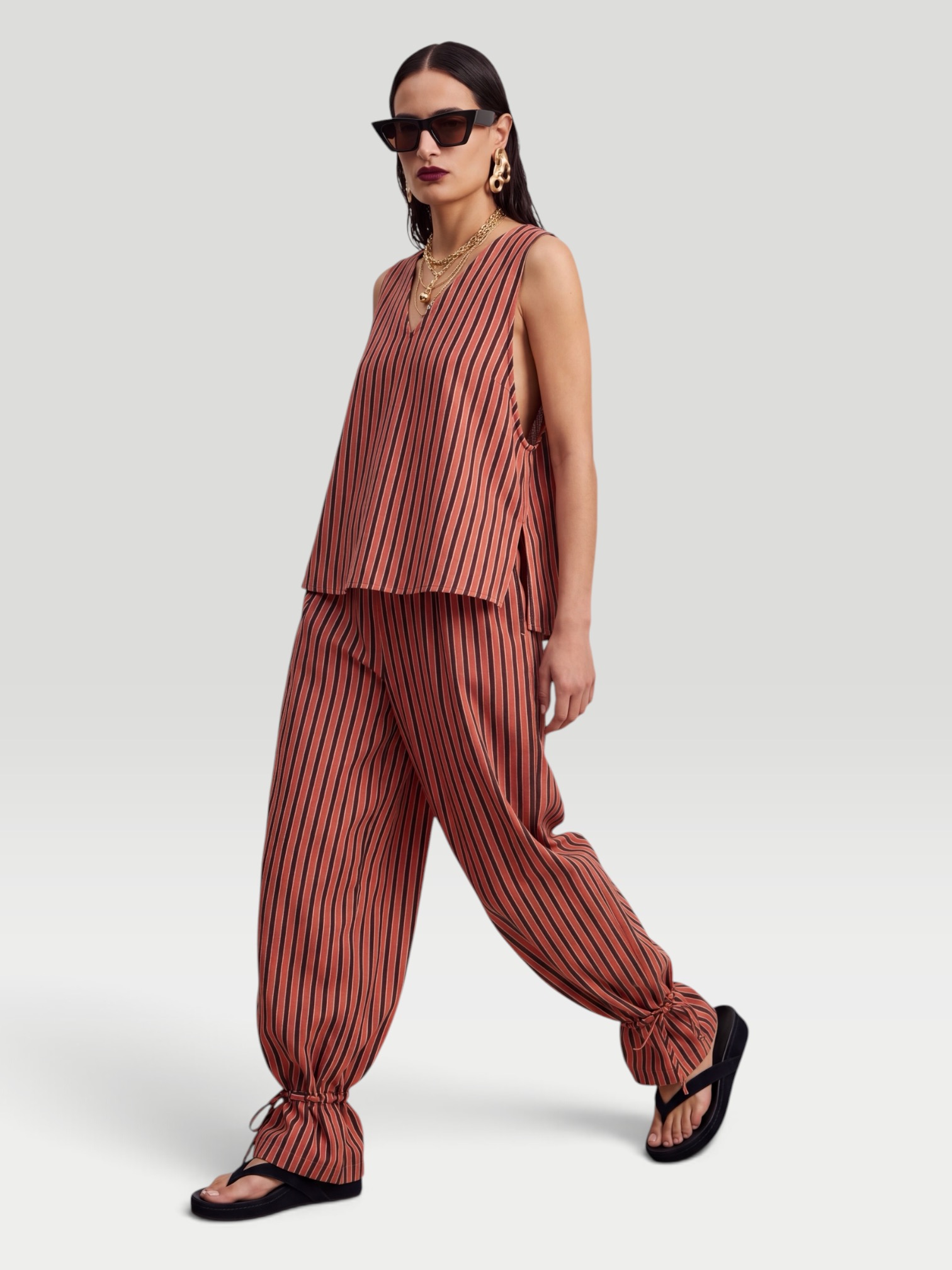 Marrakshi Life Parachute Pants in orange stripe. Styled by Sharon Lombardo for FDV Concierge.