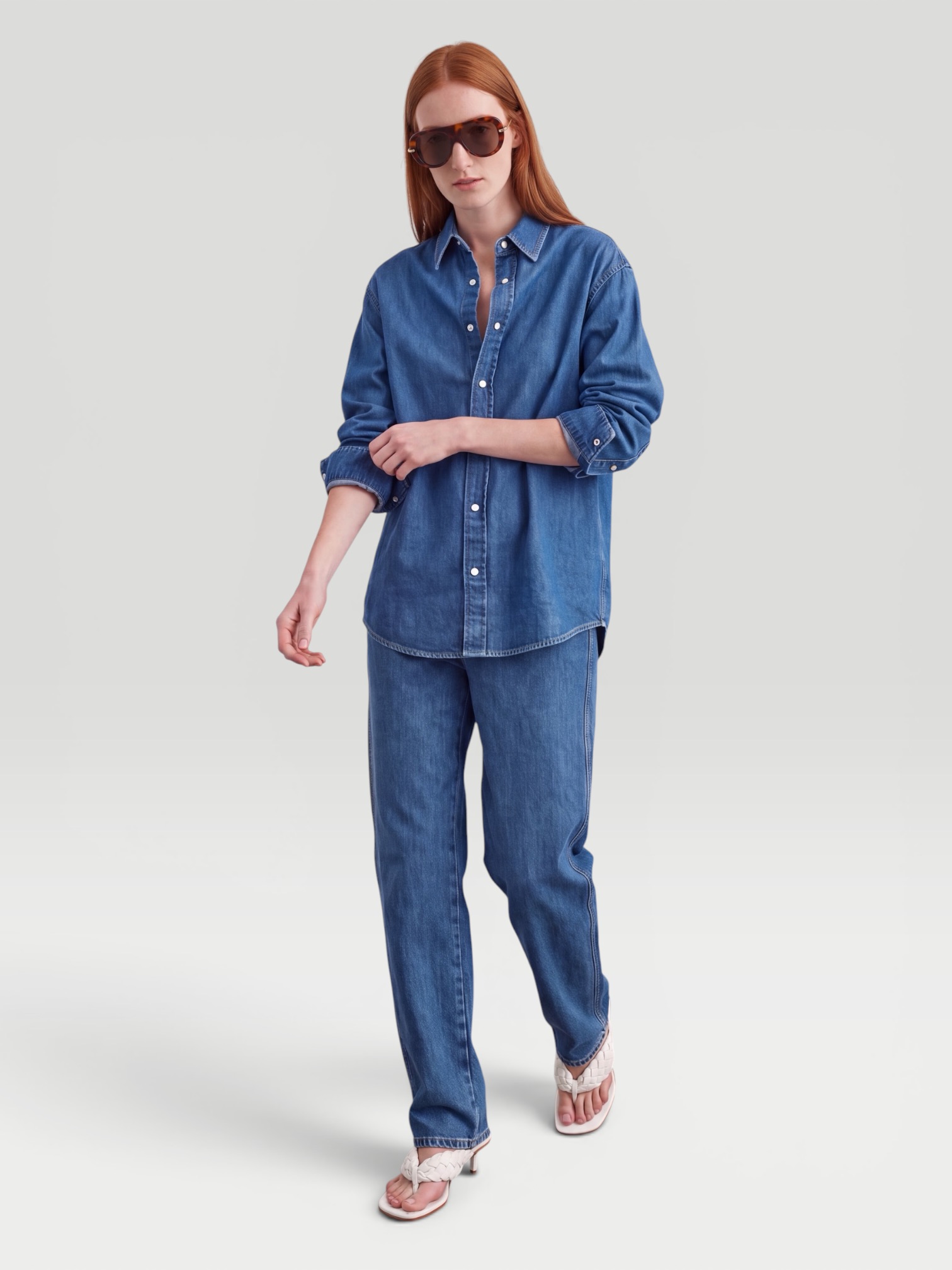 Matteau Denim Shirt in blue. Styled by Sharon Lombardo for FDV Concierge.