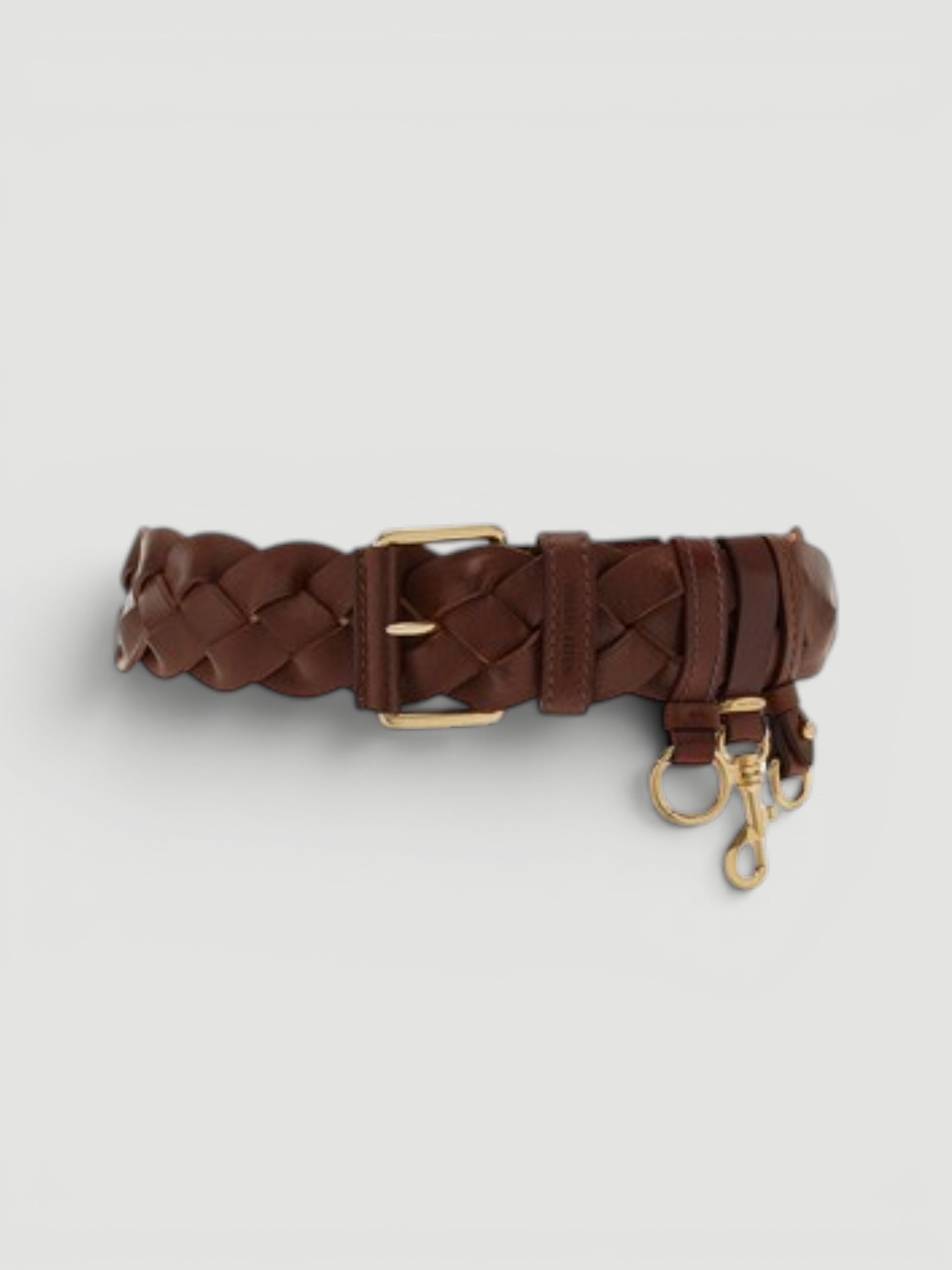 Miu Miu Braided Leather Belt in brown.