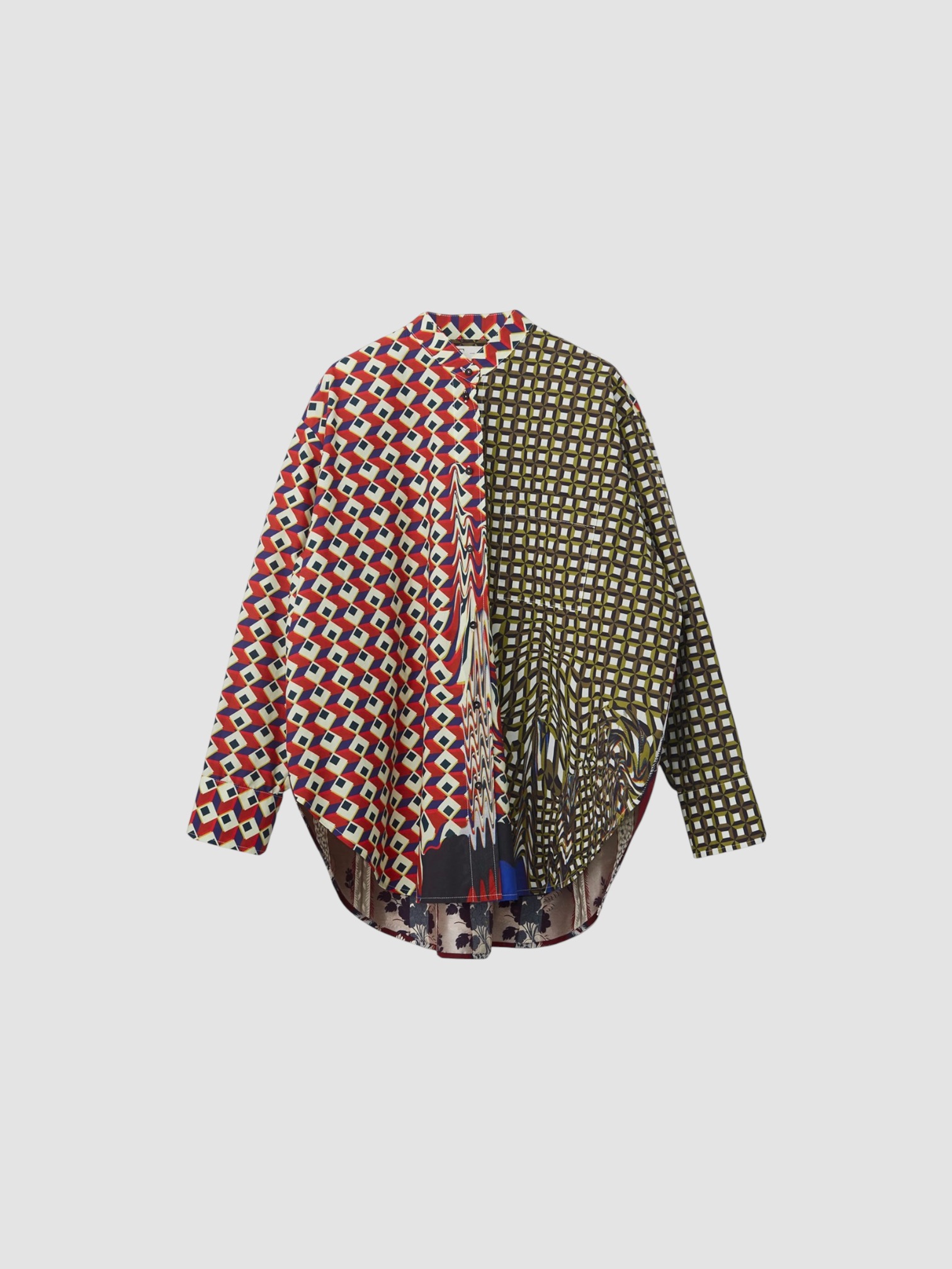 One Of Lori Shirt in patchwork swirl. Styled by Sharon Lombardo for FDV Concierge.