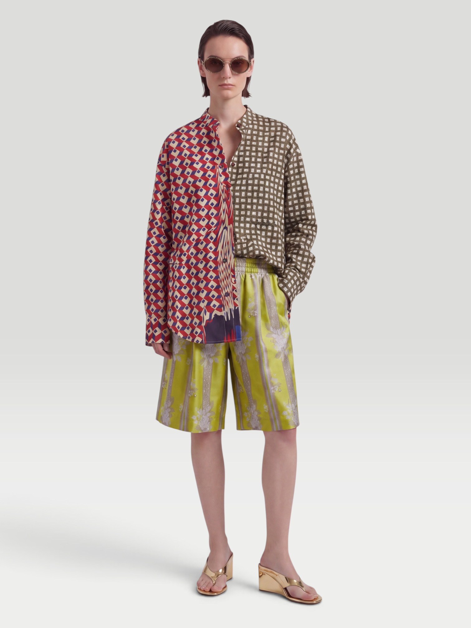 One Of Lori Shirt in patchwork swirl. Styled by Sharon Lombardo for FDV Concierge.