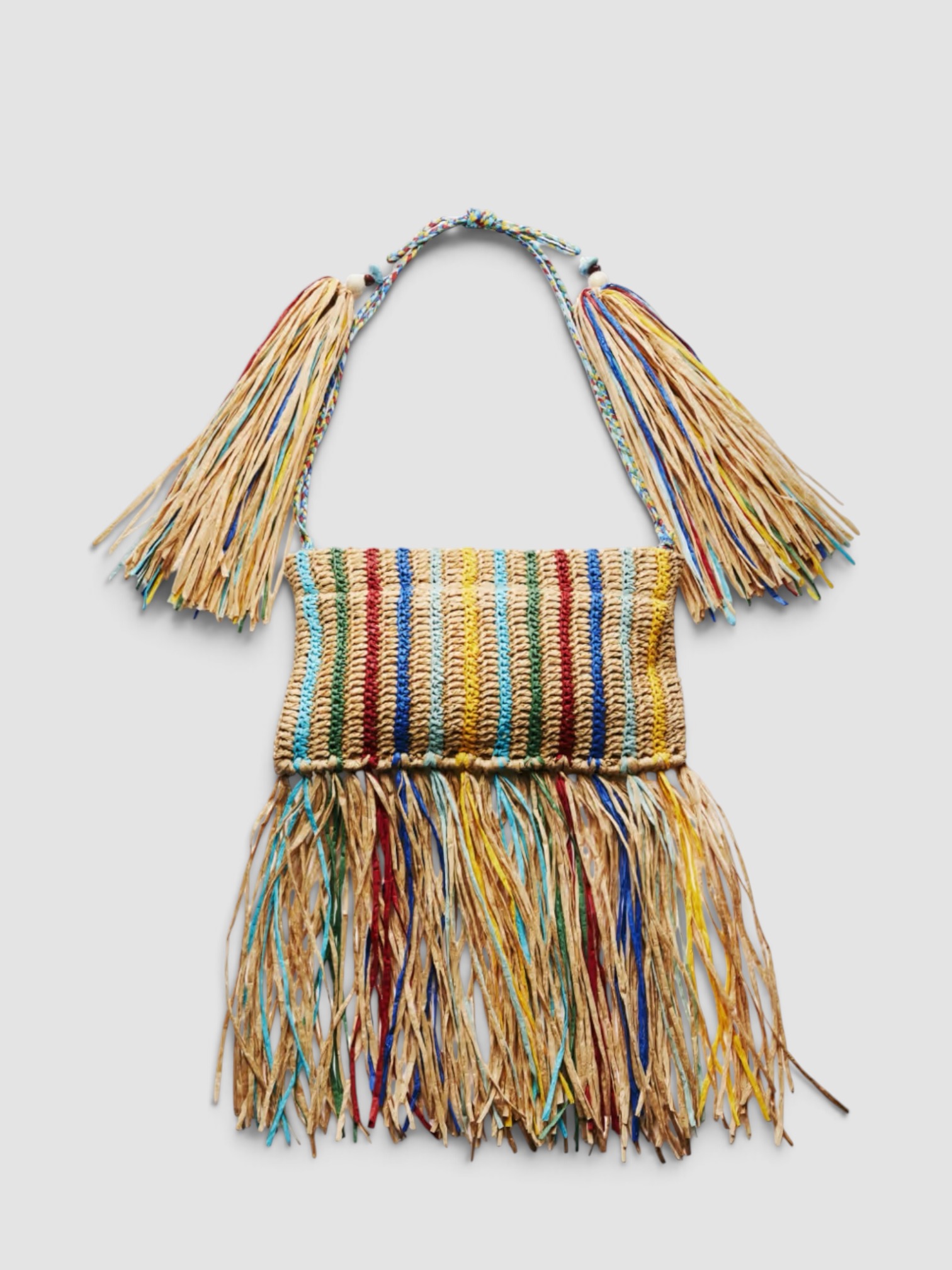 Patrizia Pepe Boho Raffia Bag with Fringes.