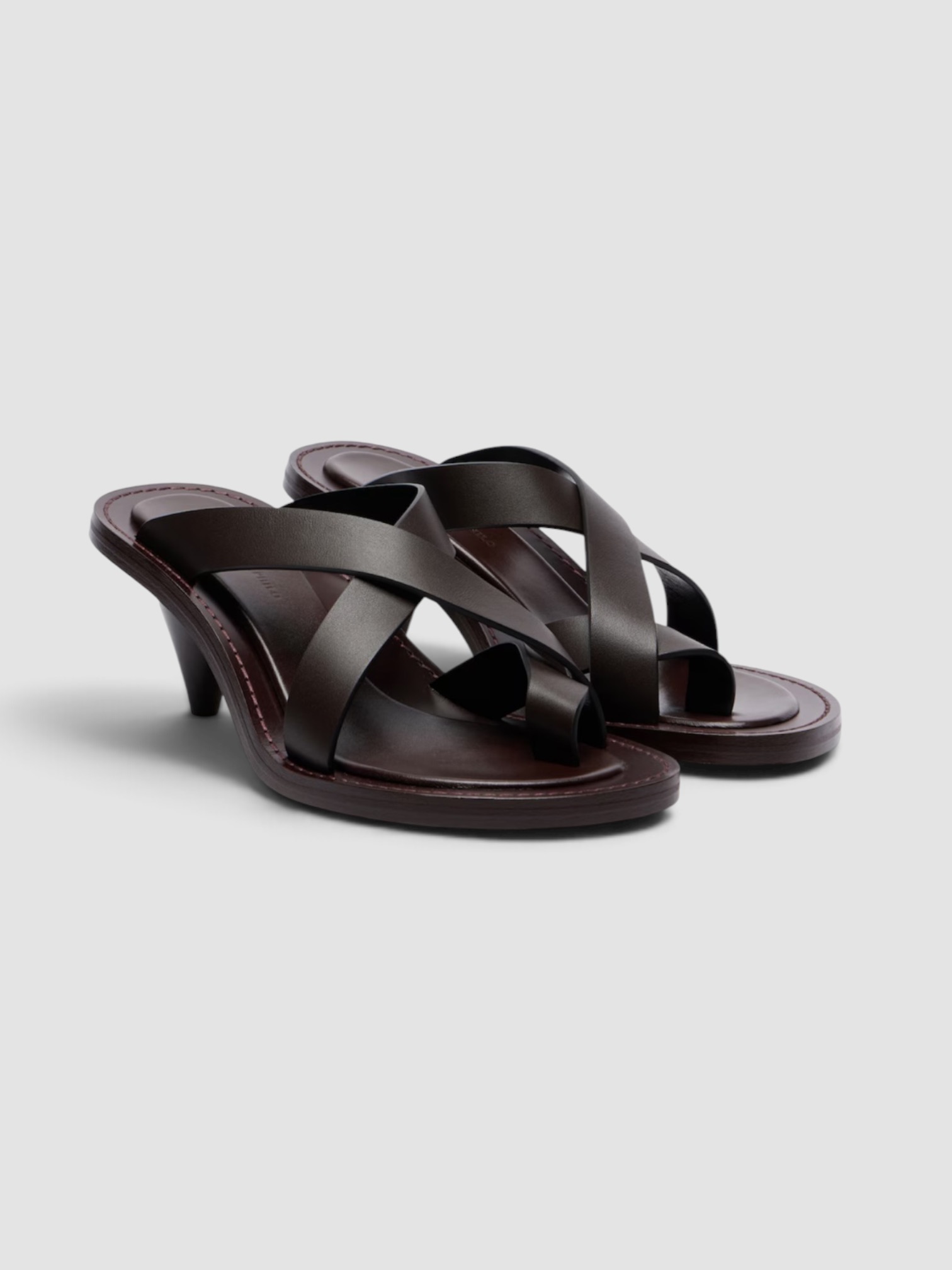 Phoebe Philo Leather Sandals in brown.
