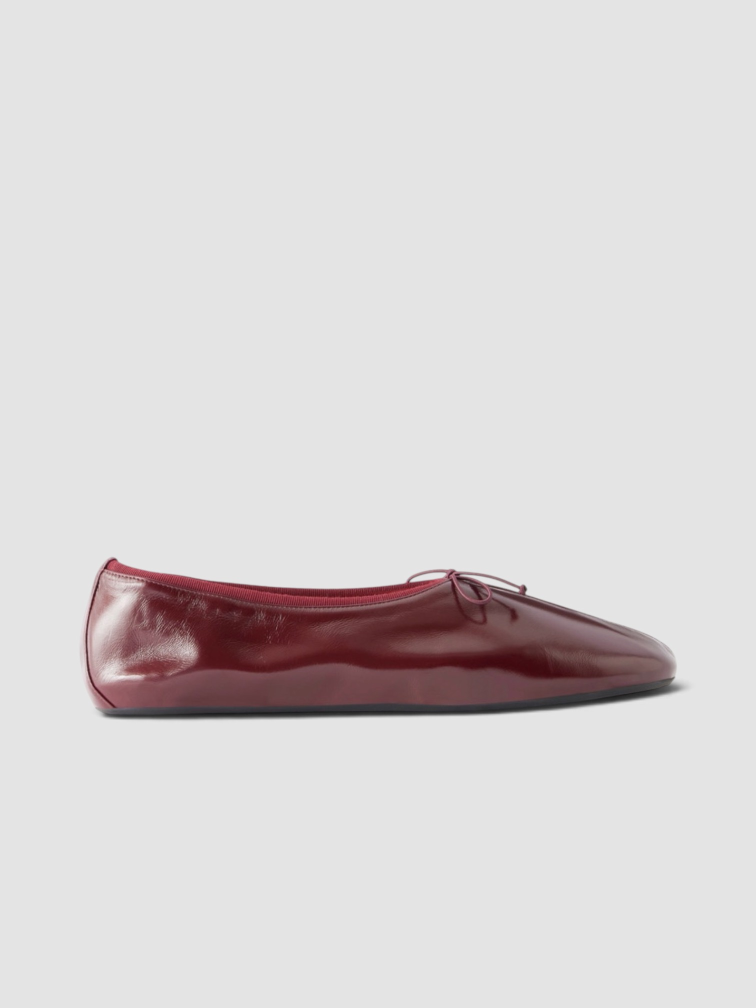 Phoebe Philo Gathered Crinkled Leather Ballet Flats in burgundy.