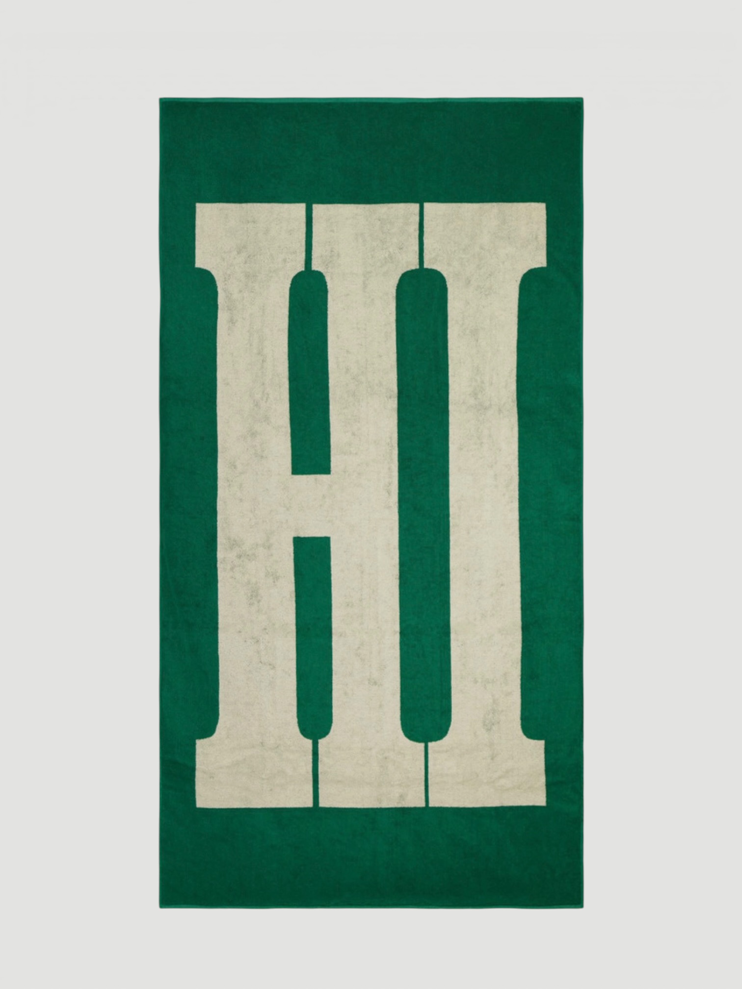 Phoebe Philo HI Cotton-Jacquard Towel in leaf green.