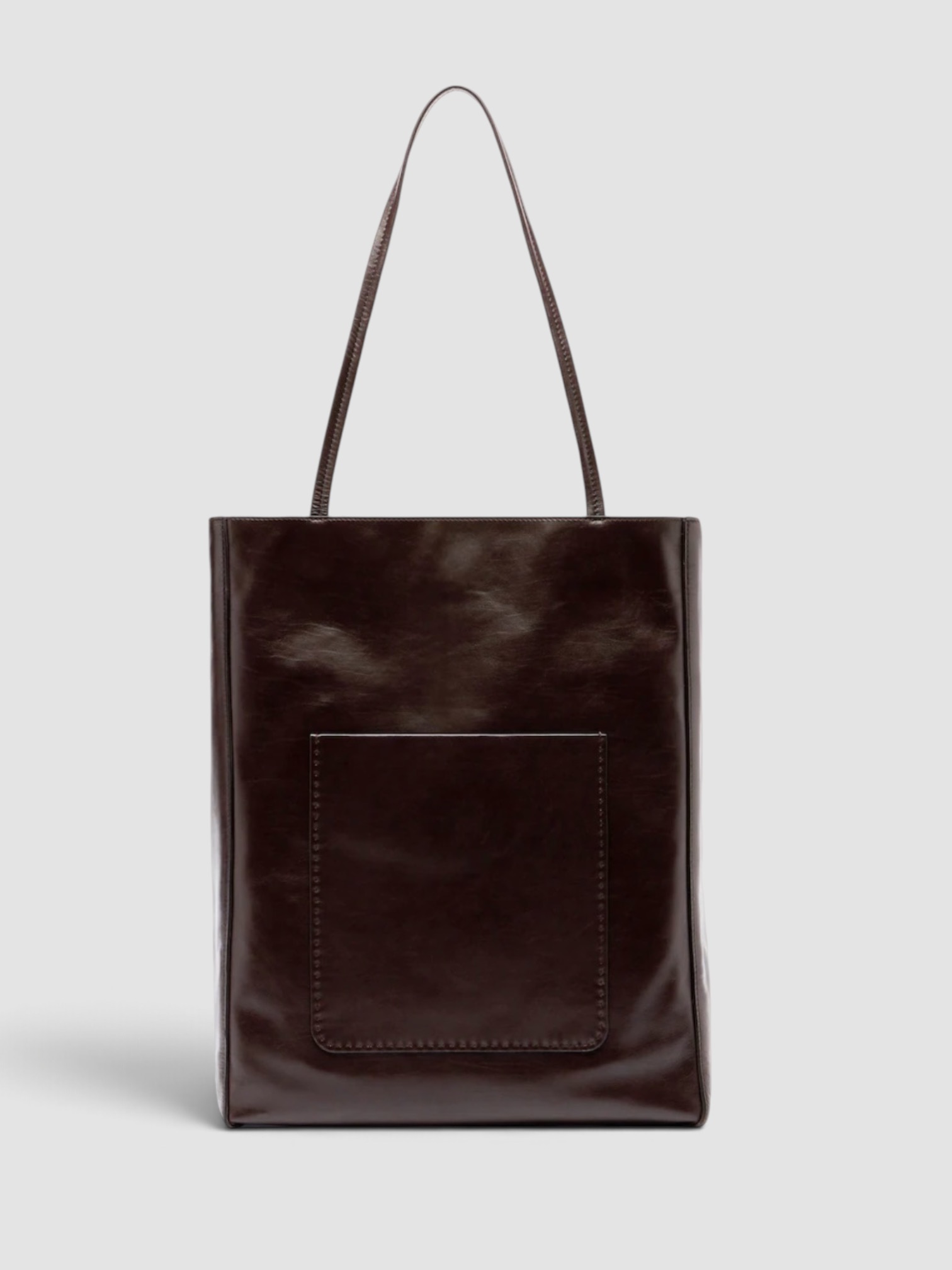 Phoebe Philo Paper Tote Leather Shoulder Bag in espresso.