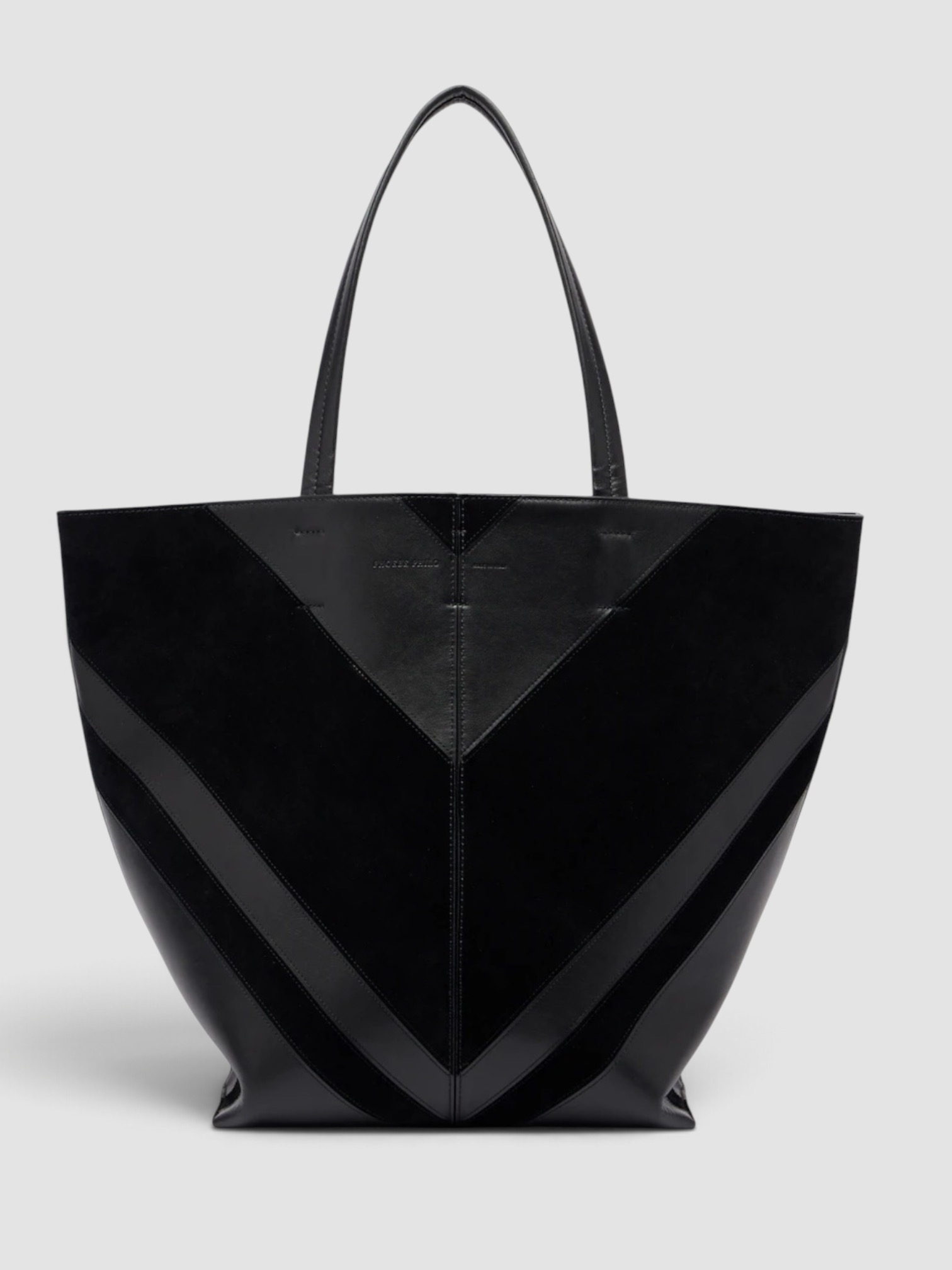 Phoebe Philo Pot Cabas Suede and Leather Tote Bag in black.