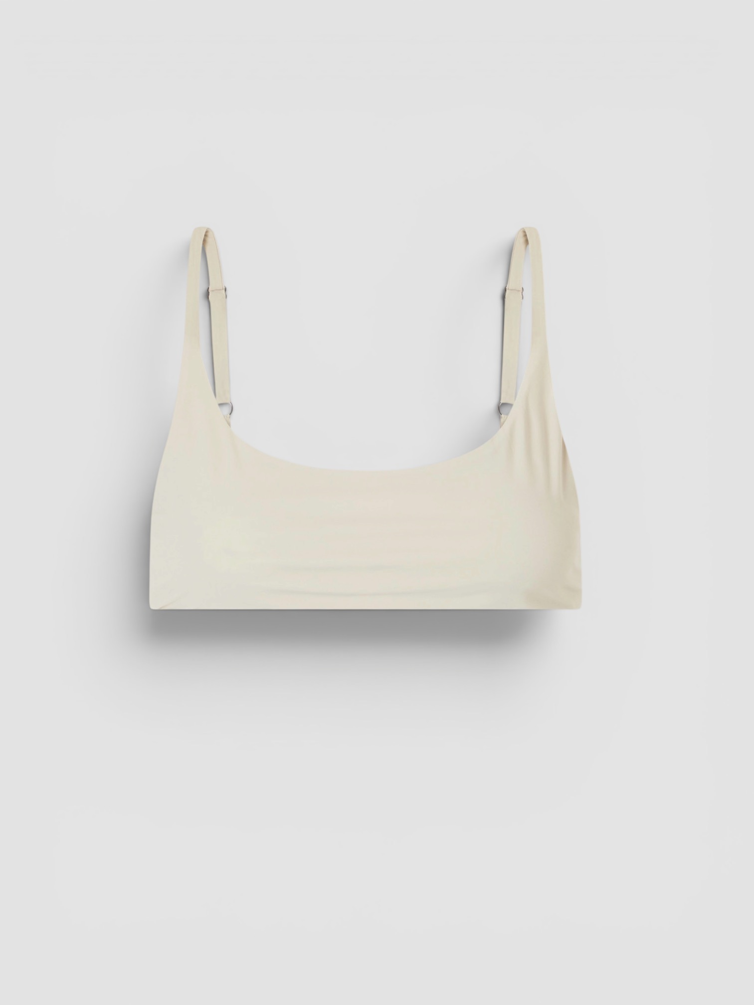 Phoebe Philo Stretch-Jersey Bikini Top in ecru. Styled by Sharon Lombardo for FDV Concierge.