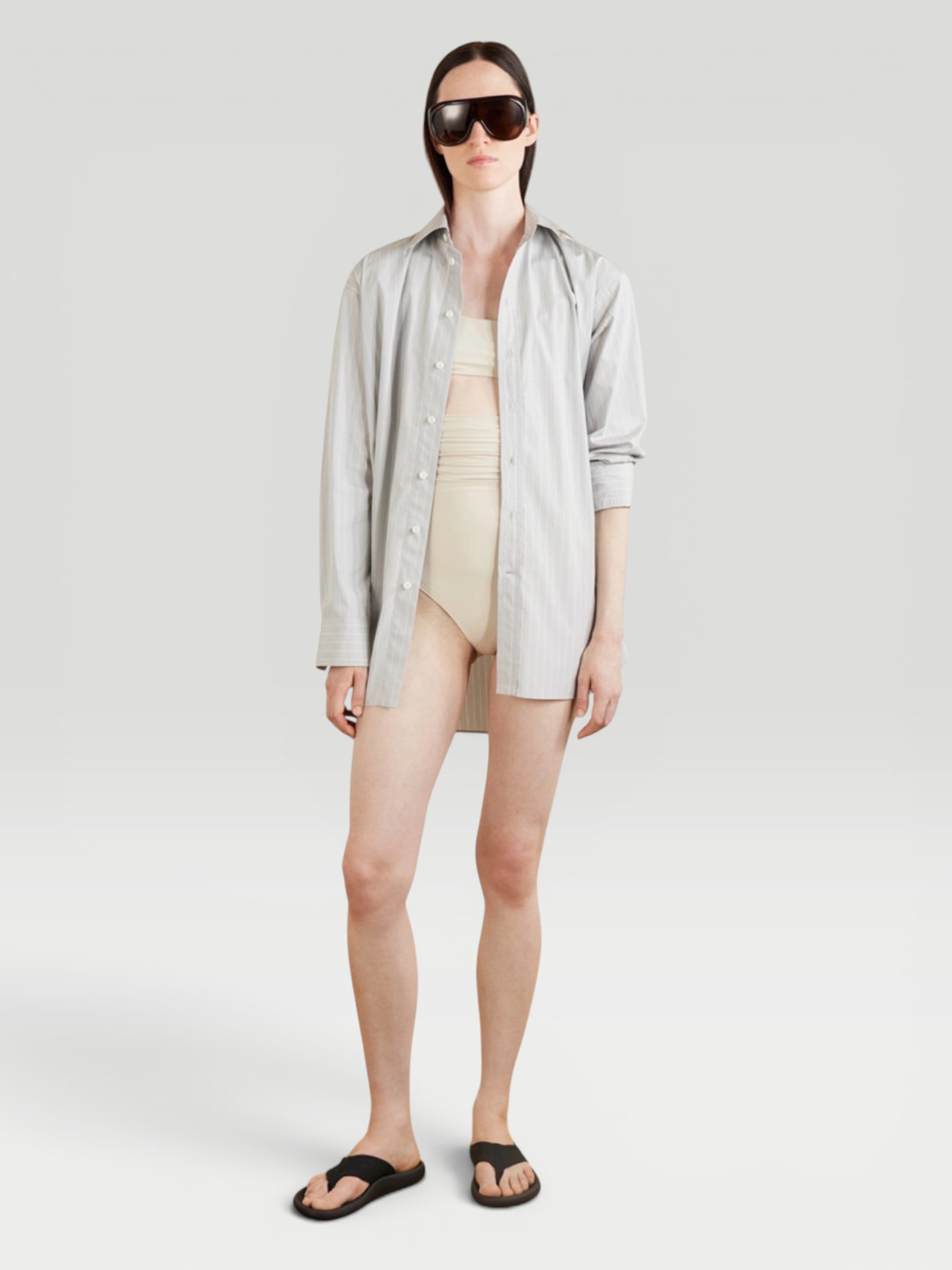 Phoebe Philo Stretch-Jersey Swimsuit in ecru. Styled by Sharon Lombardo for FDV Concierge.