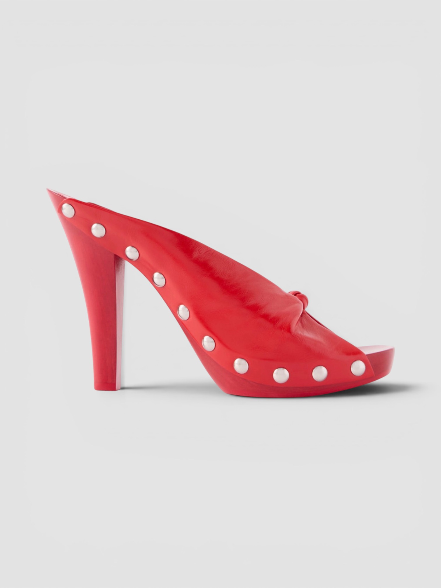 Phoebe Philo Studded Leather Clogs in red.