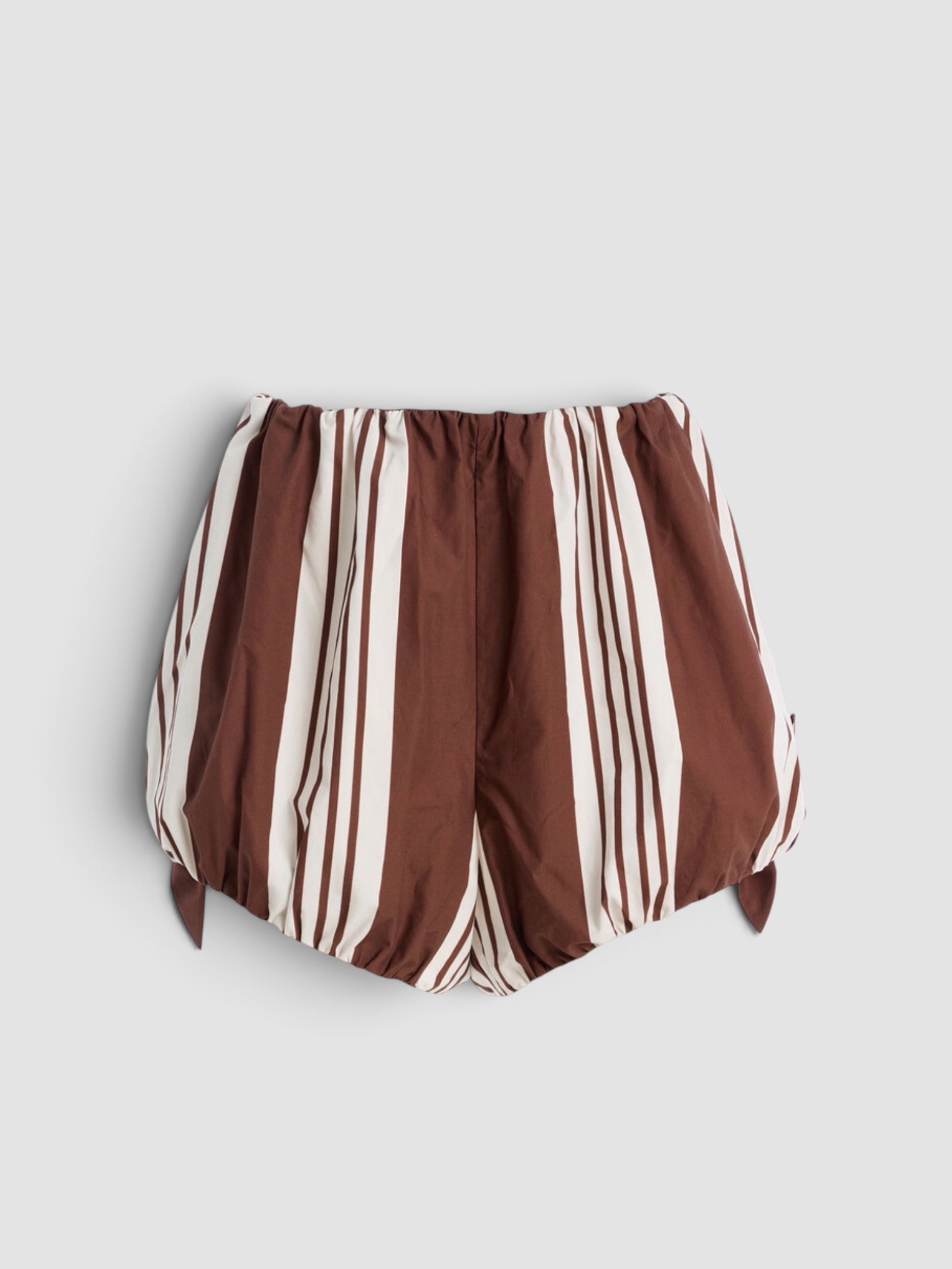 Posse Rosie Striped Cotton Shorts in chocolate stripe. Styled by Sharon Lombardo for FDV Concierge.