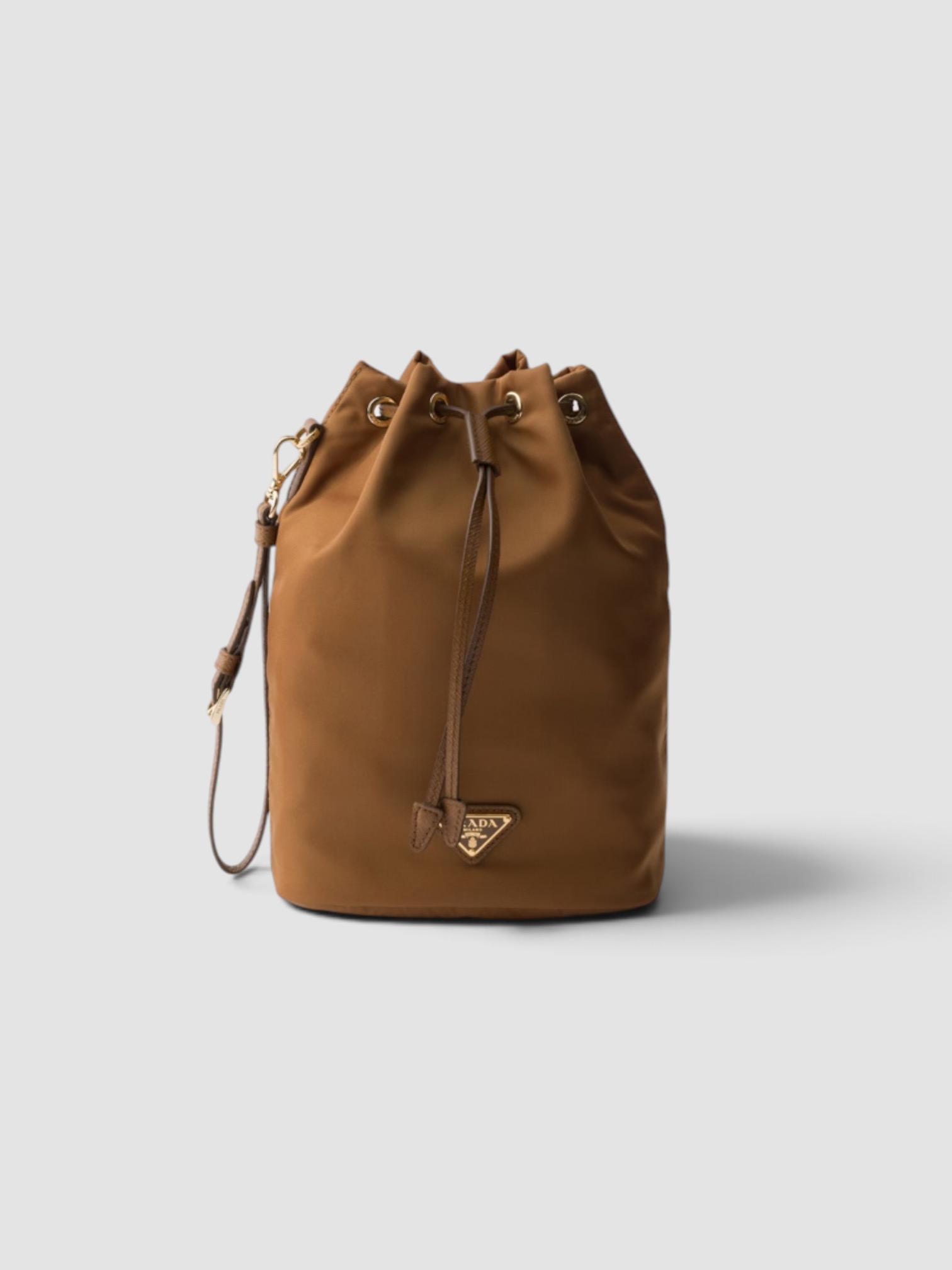 Prada Re-Nylon Pouch in tan.