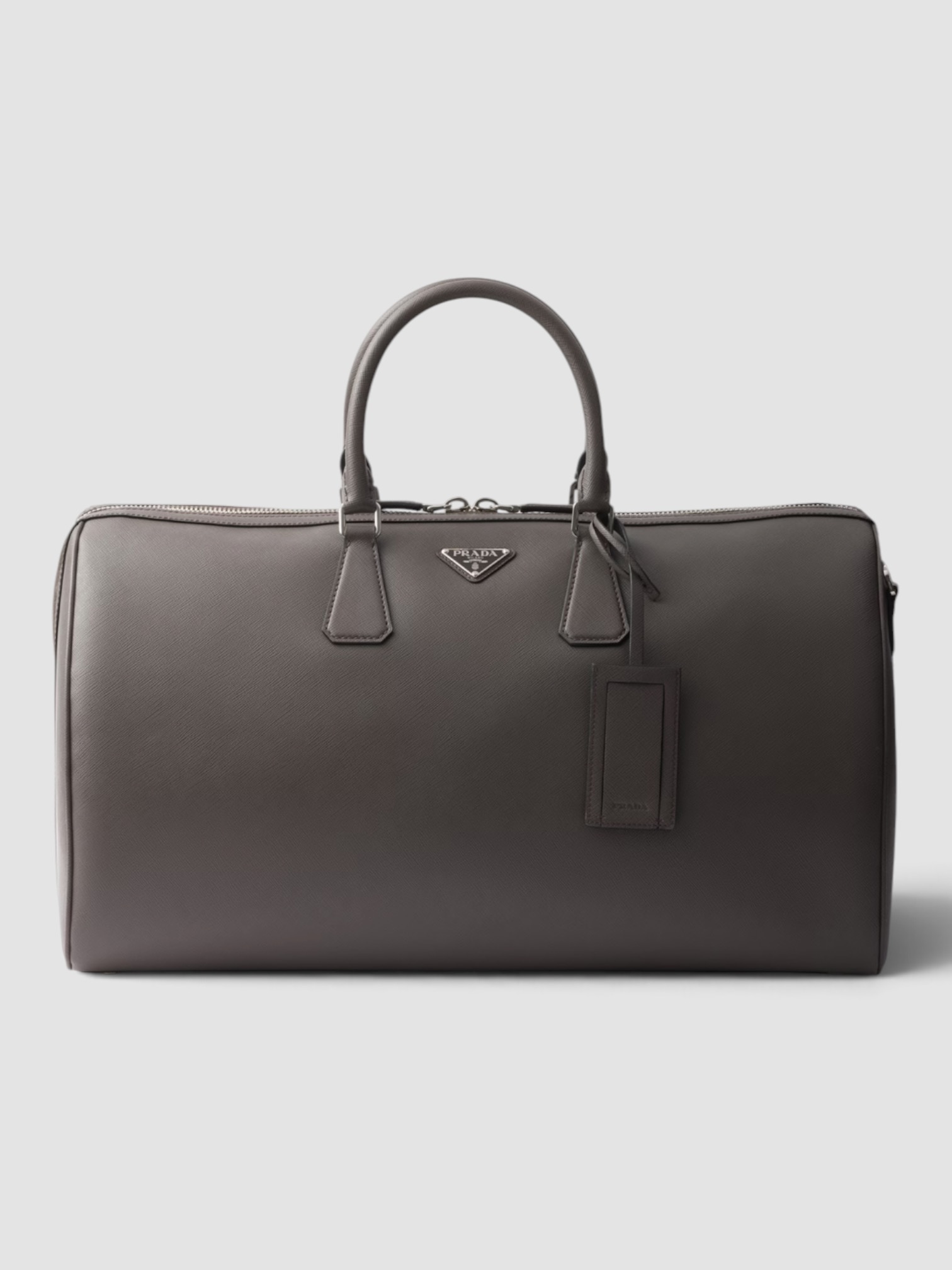 Prada Saffiano Leather Travel Bag in grey.