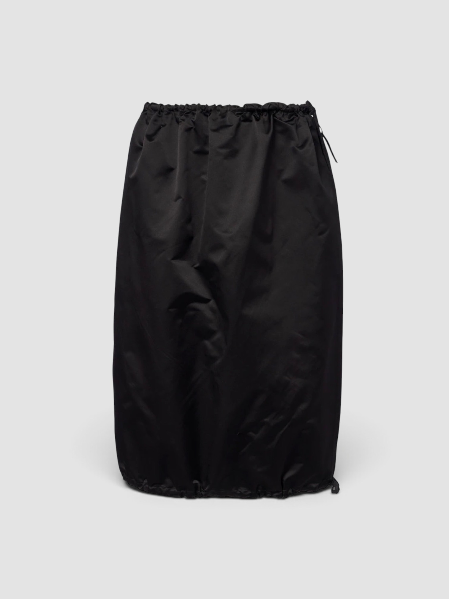 Prada Silk Satin Midi Skirt in black. Styled by Sharon Lombardo for FDV Concierge.