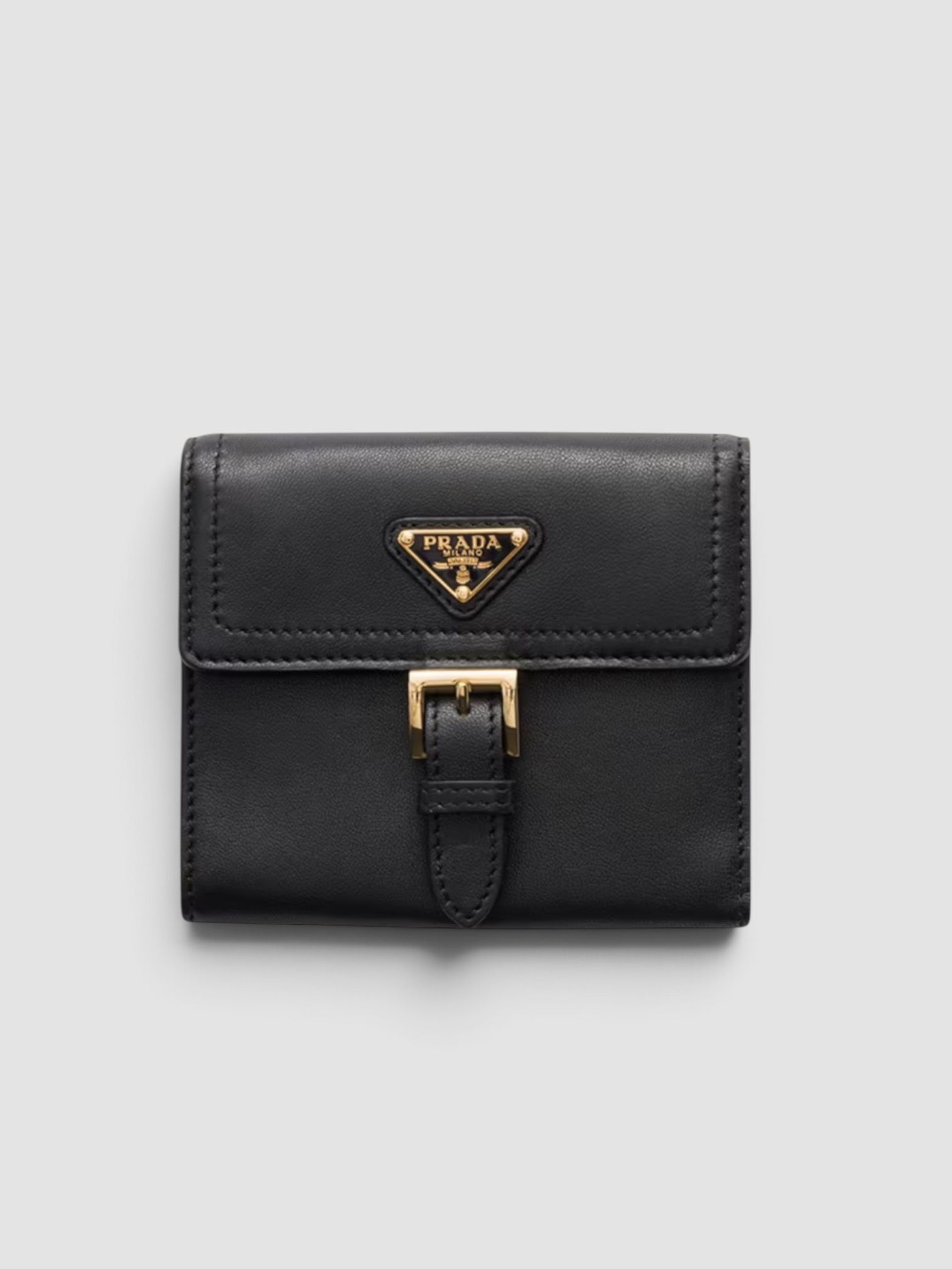 Prada Small Nappa Leather Wallet in black.