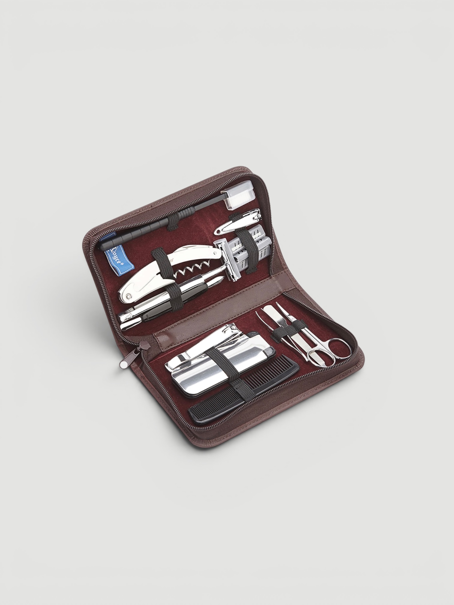 Royce New York Grooming Toiletry Kit in burgundy.