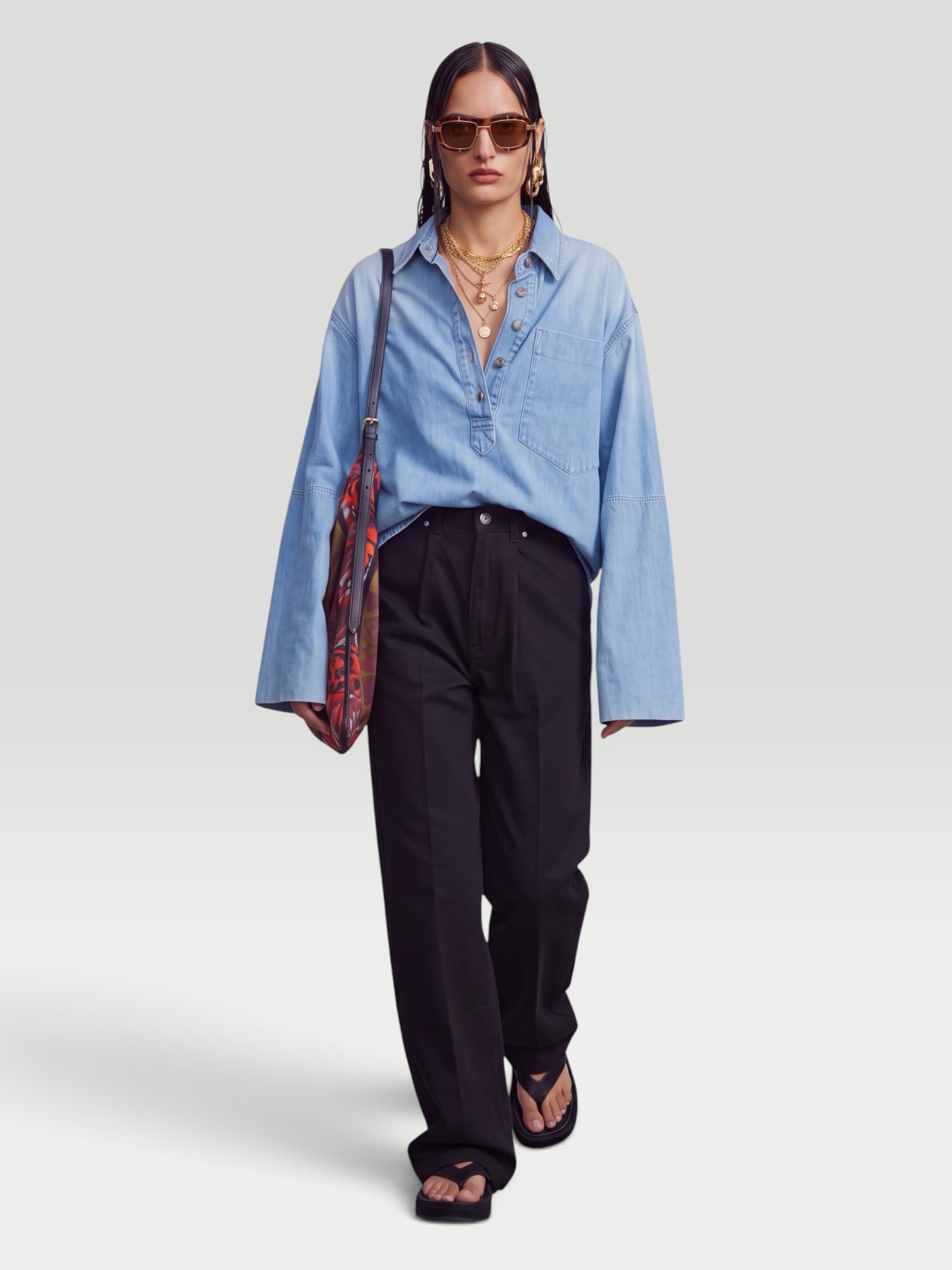 RÙADH The Archer Wide Leg Jean in black. Styled by Sharon Lombardo for FDV Concierge.