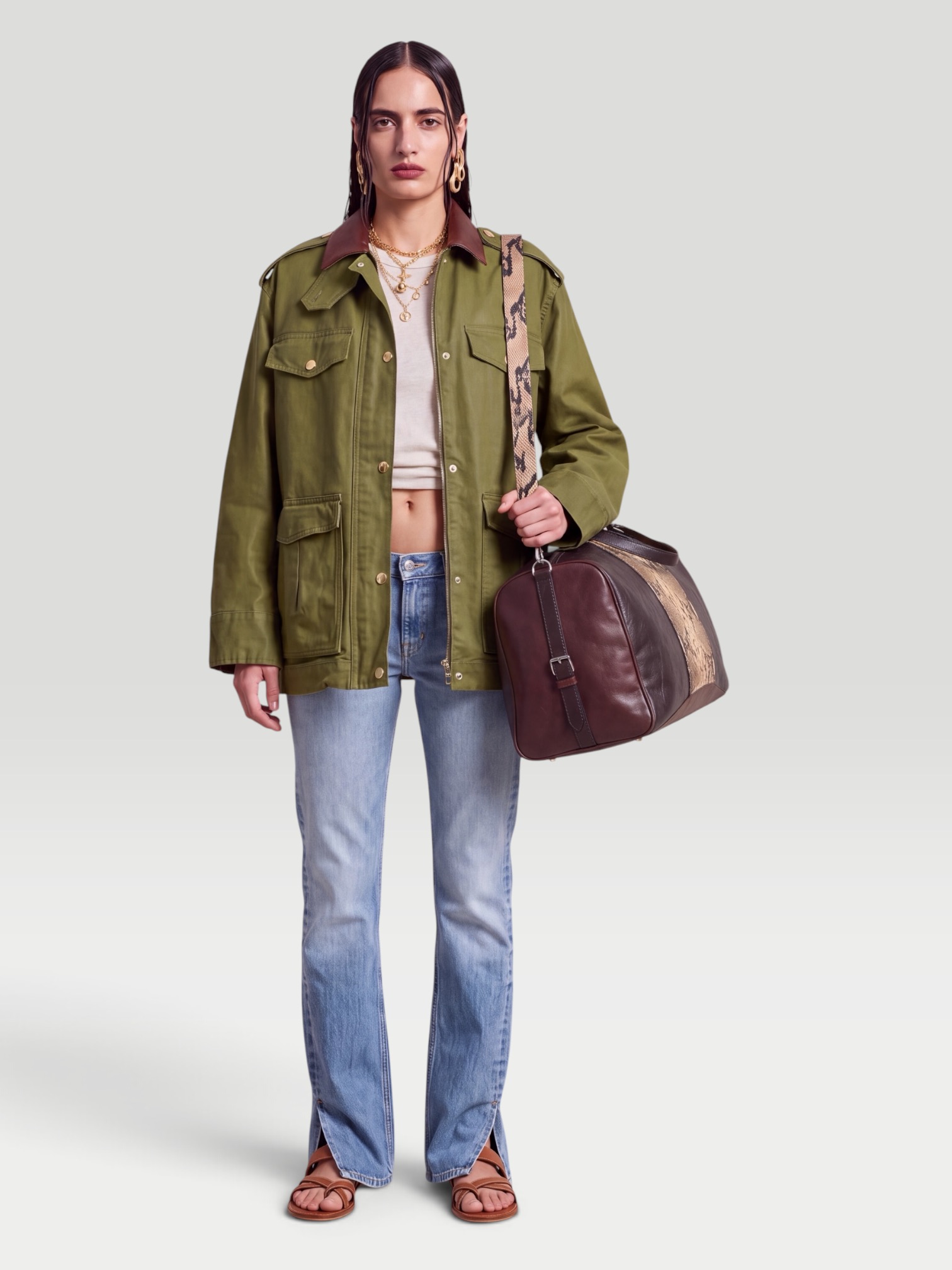 RÙADH The Ettienne Jacket in army green. Styled by Sharon Lombardo for FDV Concierge.