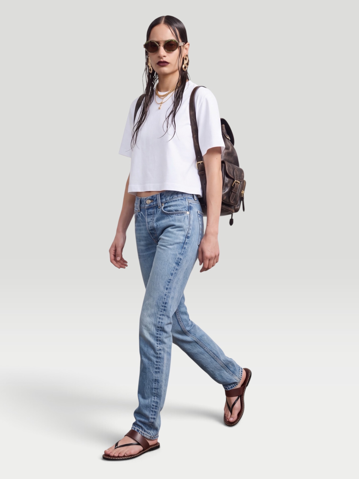 RÙADH The Olympia Jean in light blue wash. Styled by Sharon Lombardo for FDV Concierge.