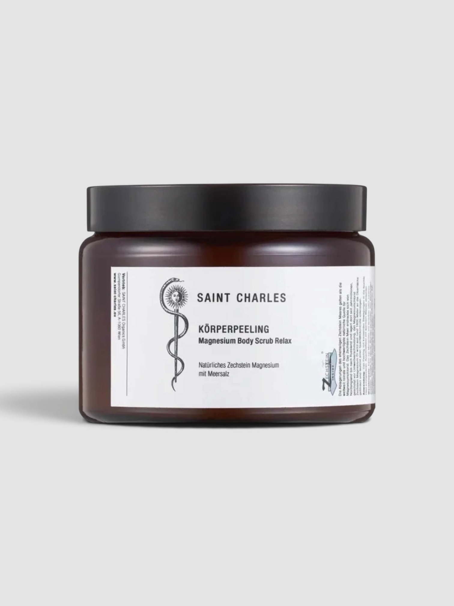 Saint Charles Magnesium Body Scrub Relax in amber.