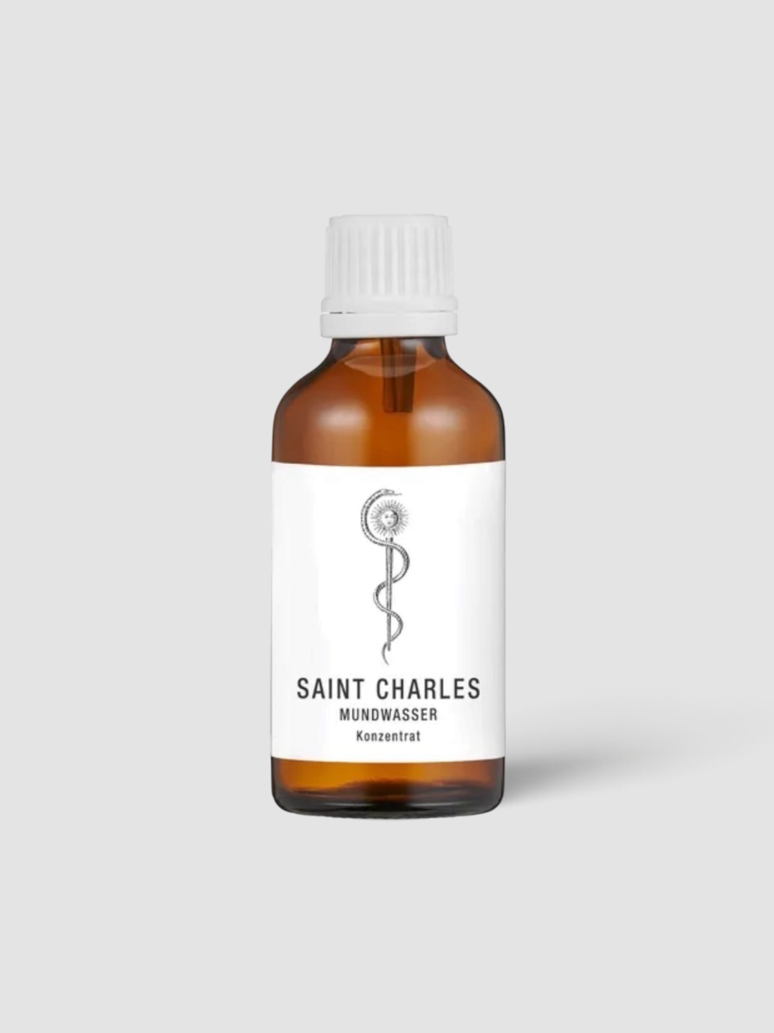 Saint Charles Mouthwash Concentrate in amber.