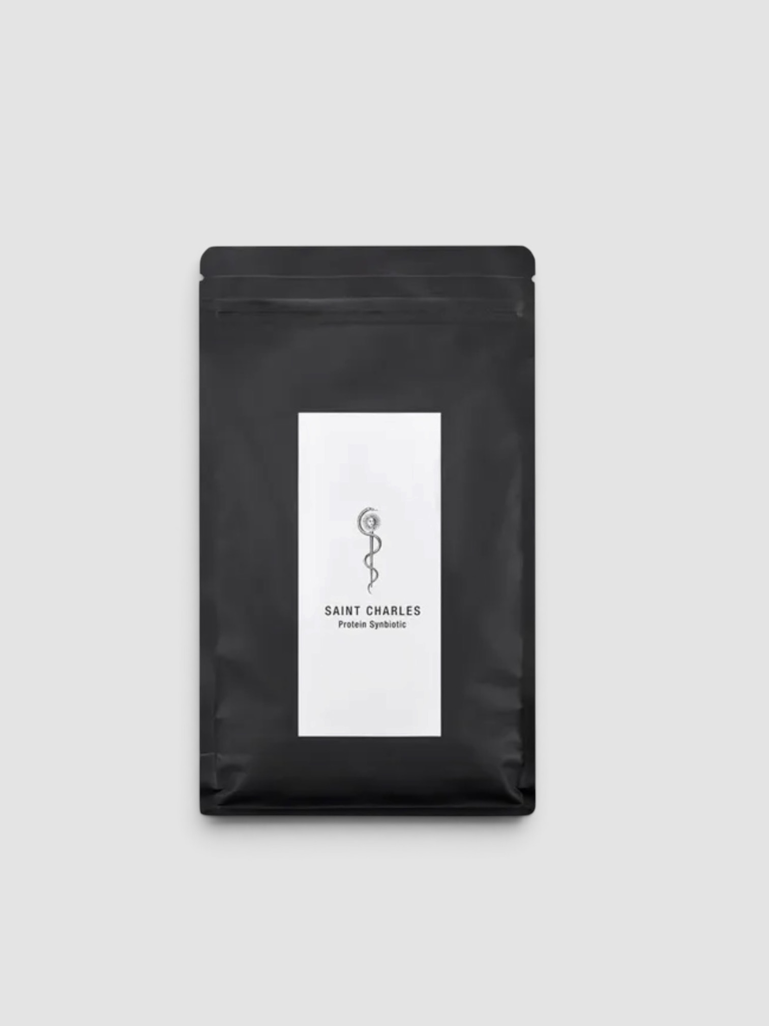 Saint Charles Protein Synbiotic in black.