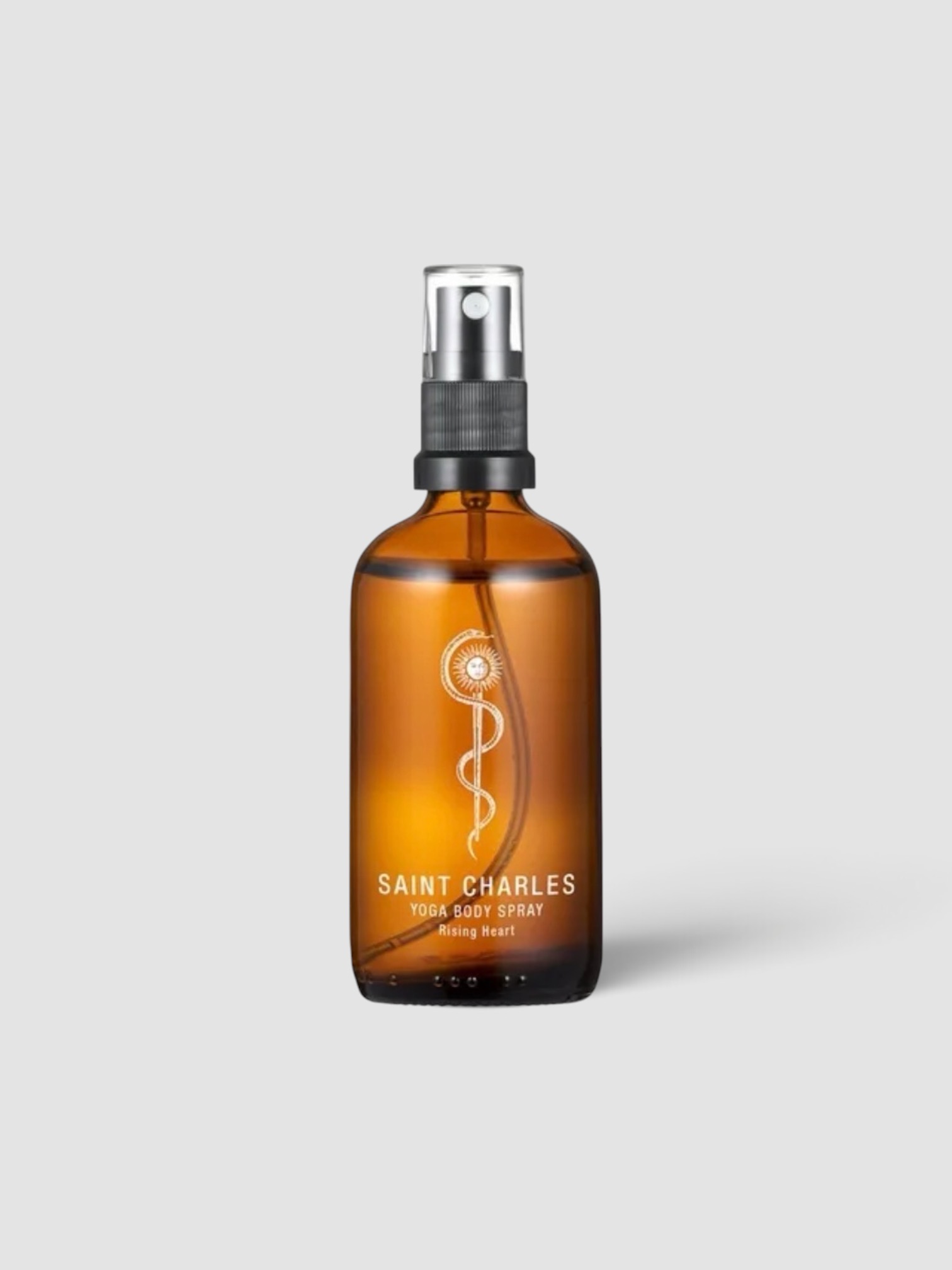 Saint Charles Yoga Body Spray Rising Heart in amber.