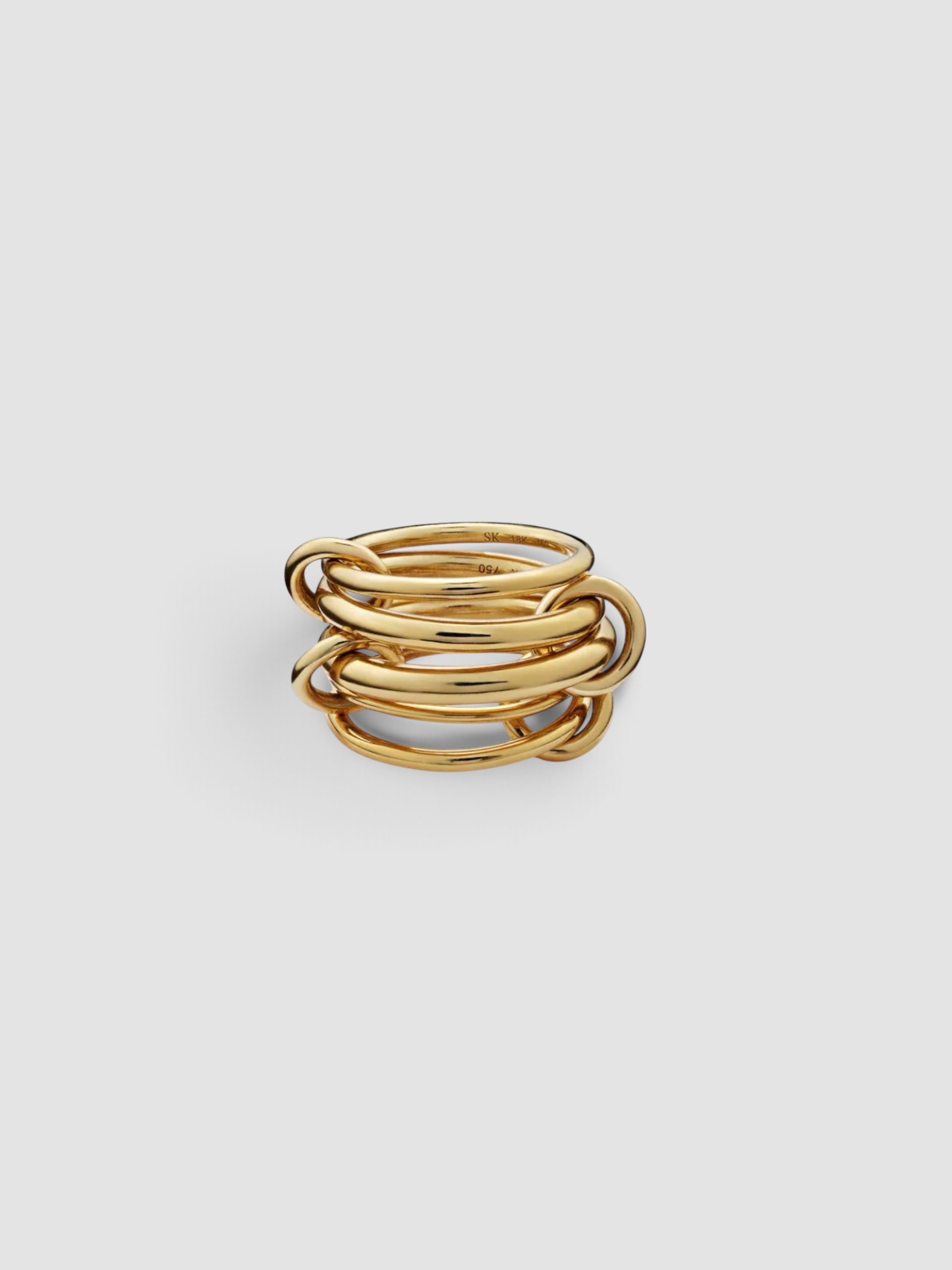Spinelli Kilcollin Aquarius Ring in gold, worn with Marina Moscone Satin Jacquard Asymmetric Drape Column Dress, Love Adorned Vintage Mixed Cut Diamond Signet Ring, Phoebe Philo Gathered Ballet Flat. Styled by Sharon Lombardo for FDV Concierge.