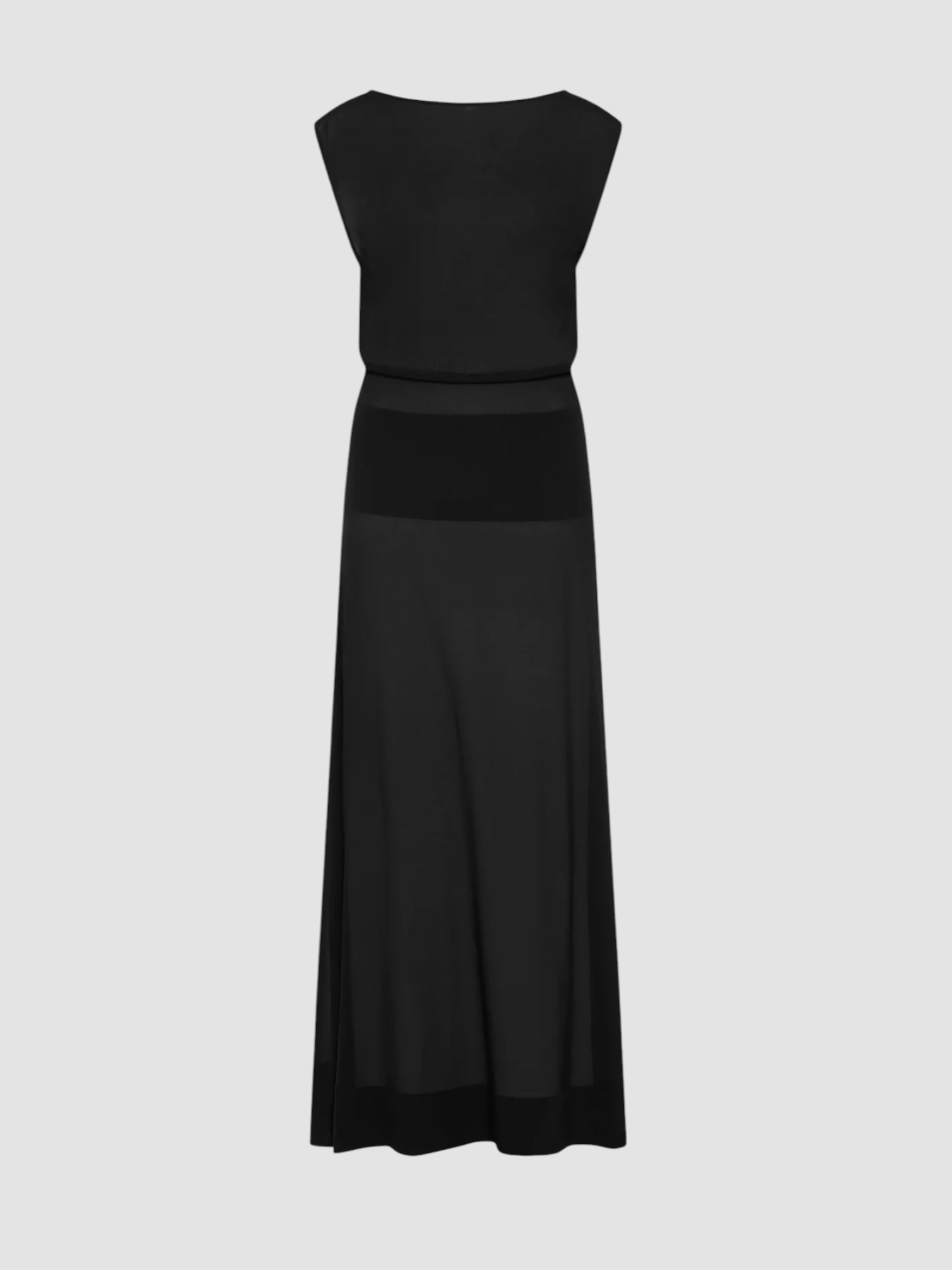 St. Agni Stretch Silk Bateau Dress in black, worn with Alaïa Heel Thong Mules in Velvet. Styled by Sharon Lombardo for FDV Concierge.