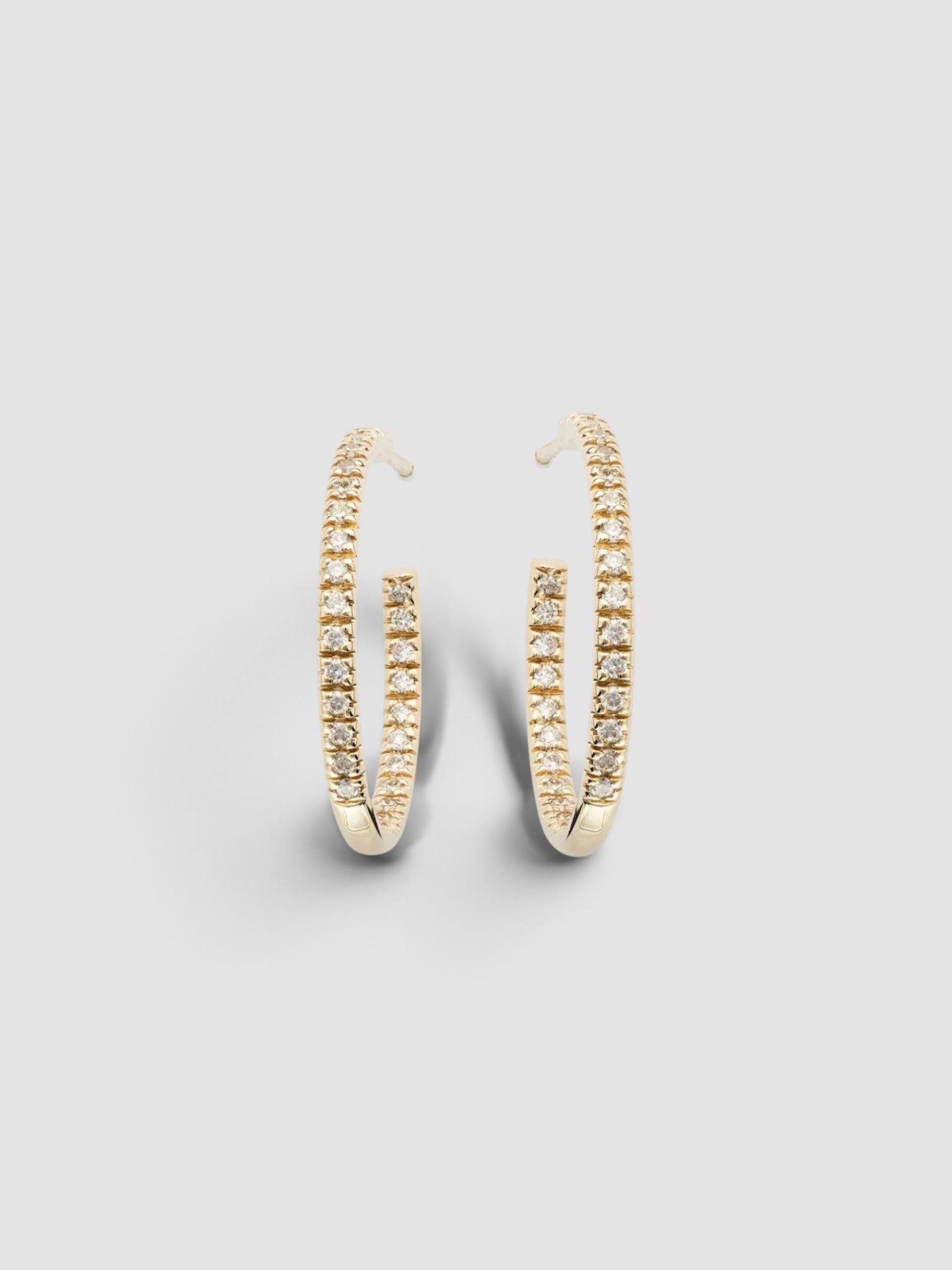 Sydney Evan Gold Hoop Earrings with Diamonds in gold.