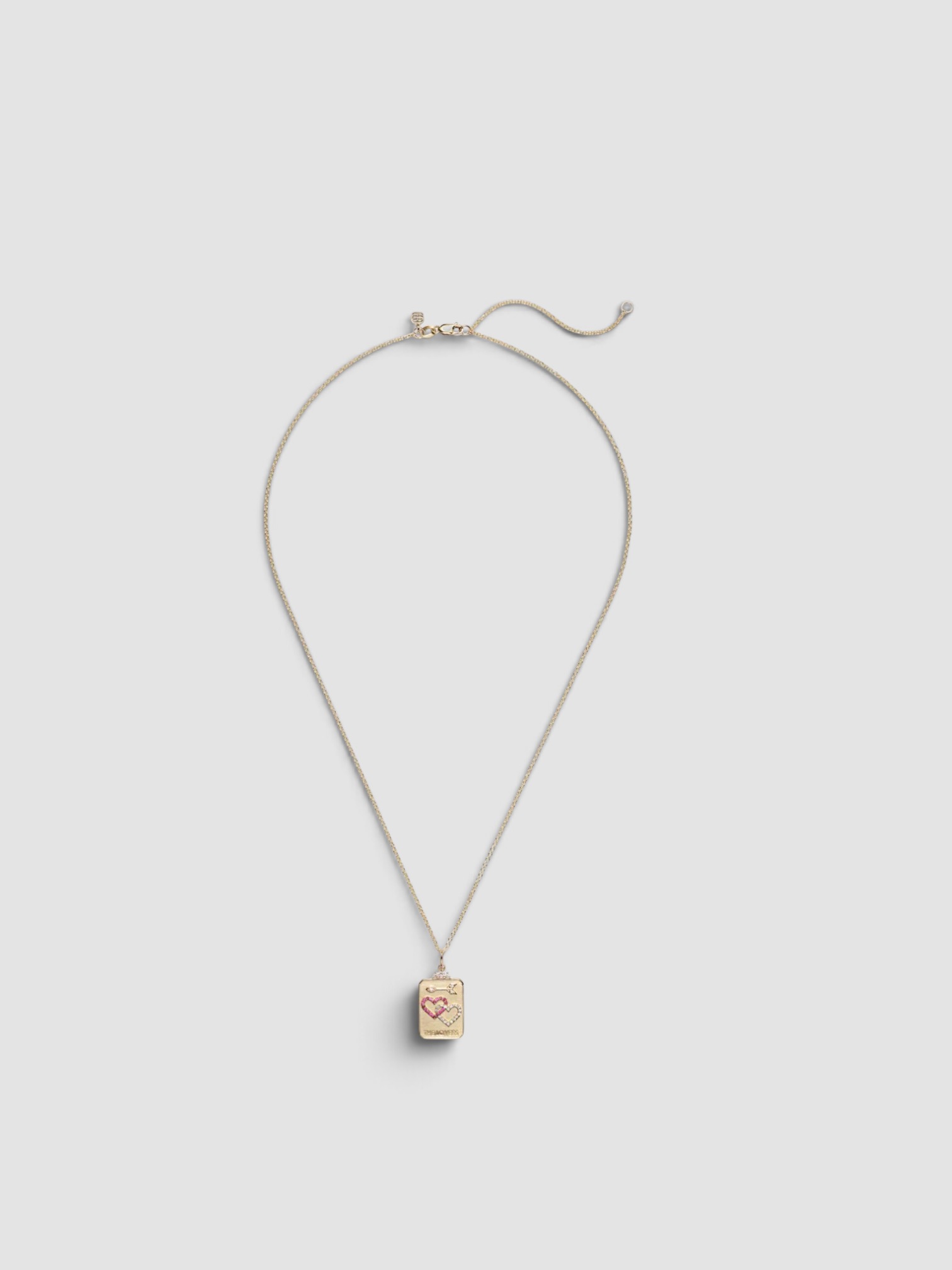 Sydney Evan The Lovers Tarot Card Necklace in gold.
