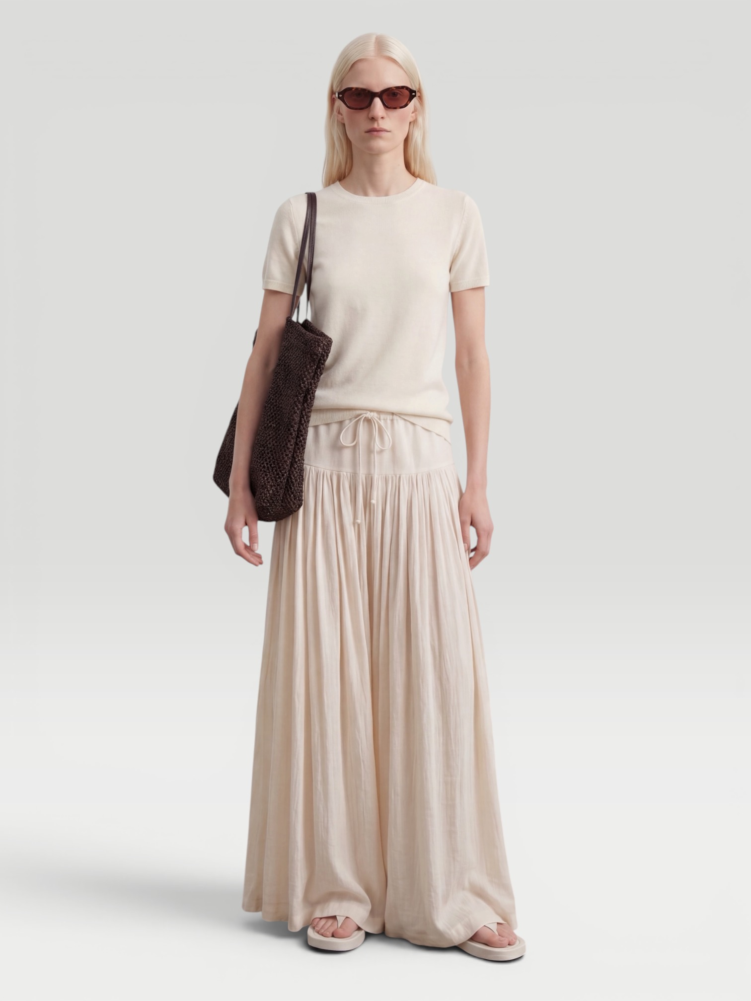 The Row Nonas Cashmere Top in cream. Styled by Sharon Lombardo for FDV Concierge.