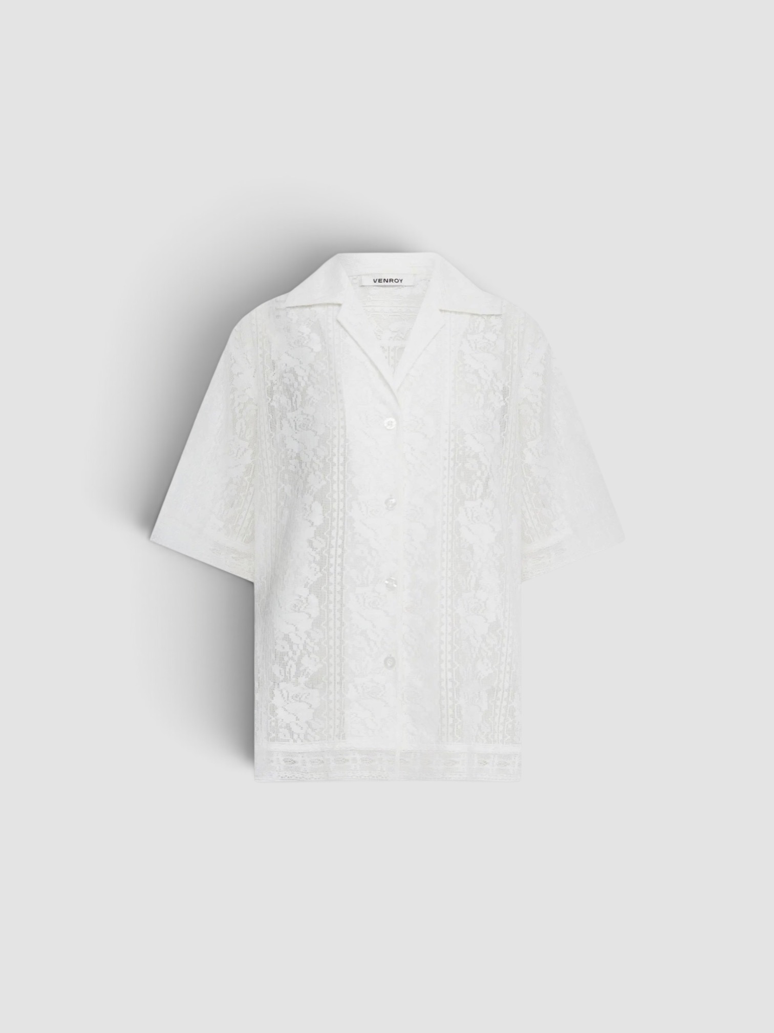 Venroy Cotton Lace Shirt in off white. Styled by Sharon Lombardo for FDV Concierge.