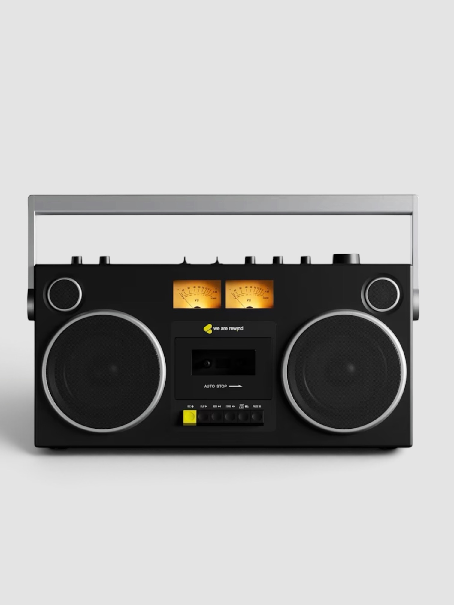 We Are Rewind Bluetooth Cassette Boombox in black.
