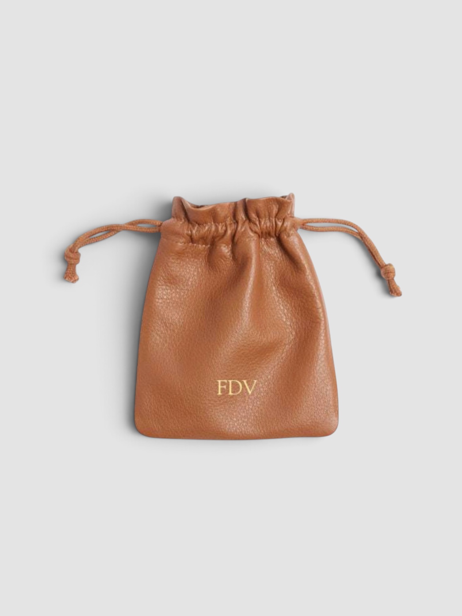 Leatherology Flat Drawstring Pouch in saddle.