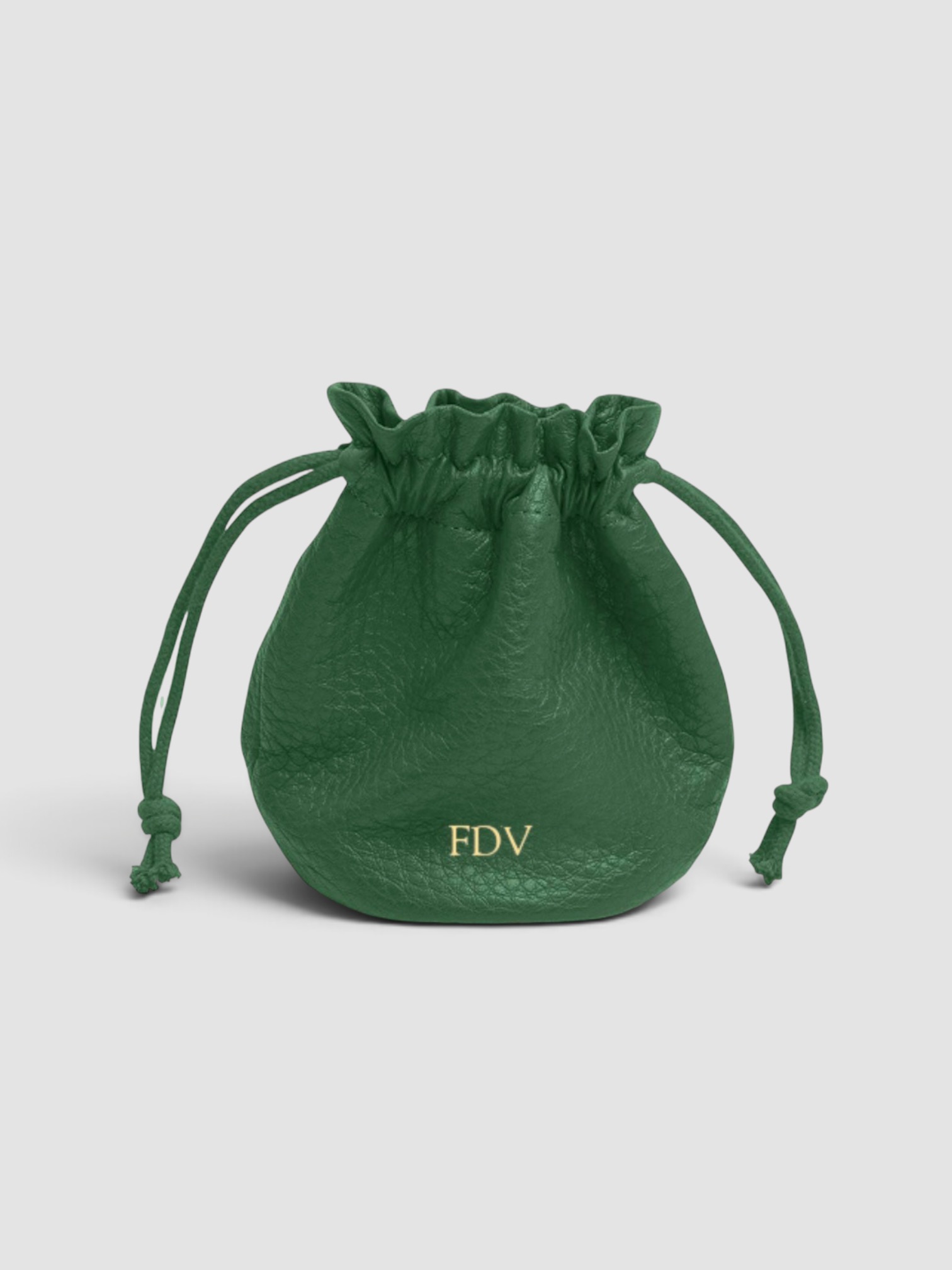 Leatherology Round Drawstring Pouch in green.