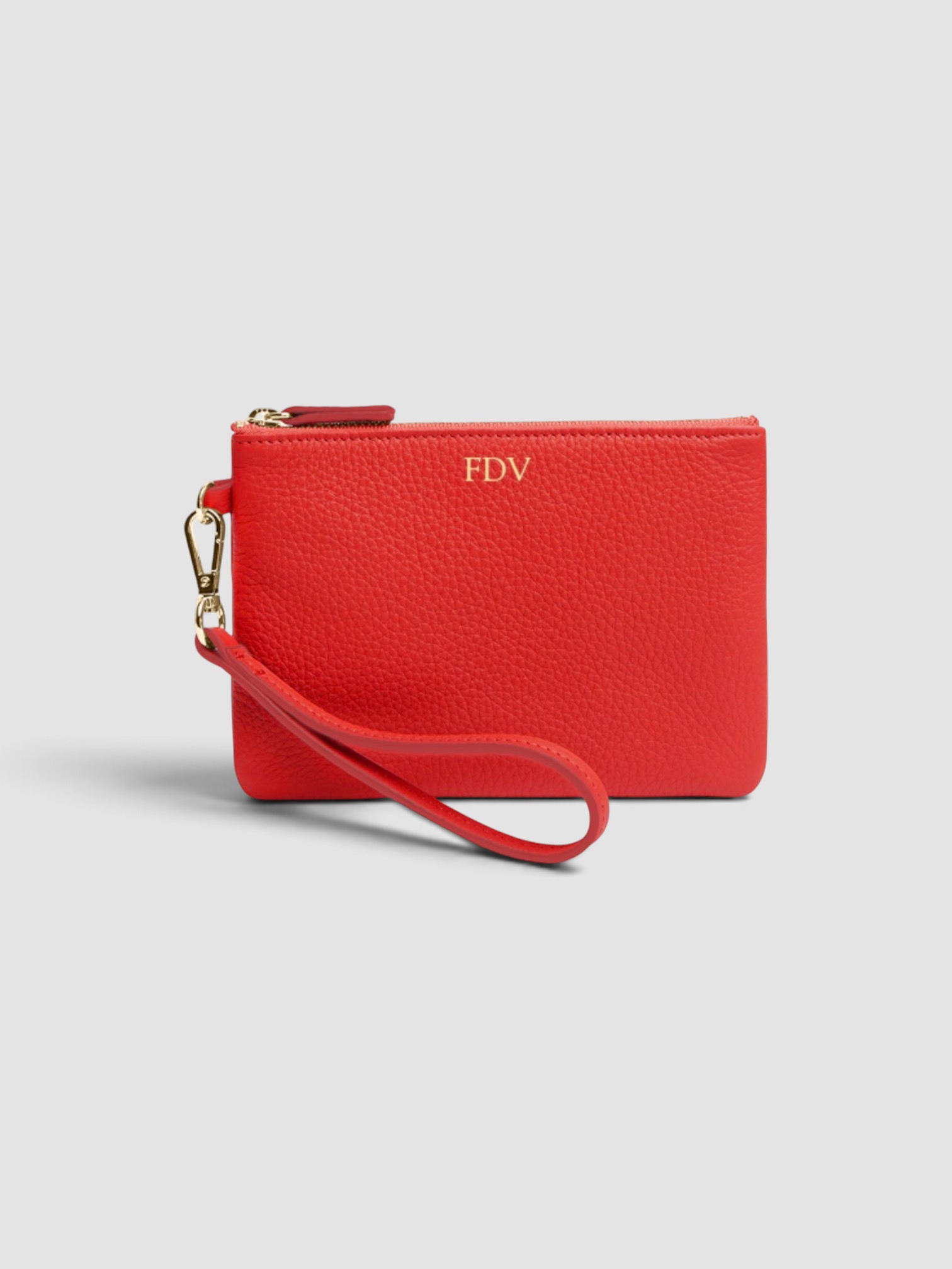 Leatherology Small Wristlet Pouch in red, worn with St. Agni Relaxed Tee Dress. Styled by Sharon Lombardo for FDV Concierge.
