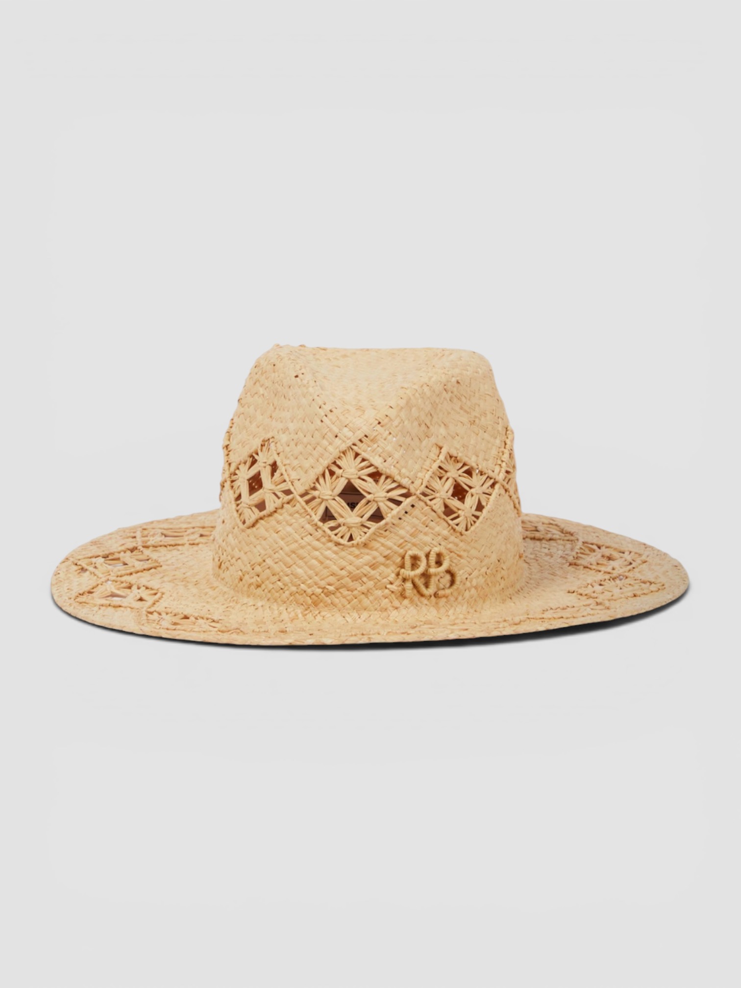 Ruslan Baginskiy Embroidered Straw Fedora in natural.