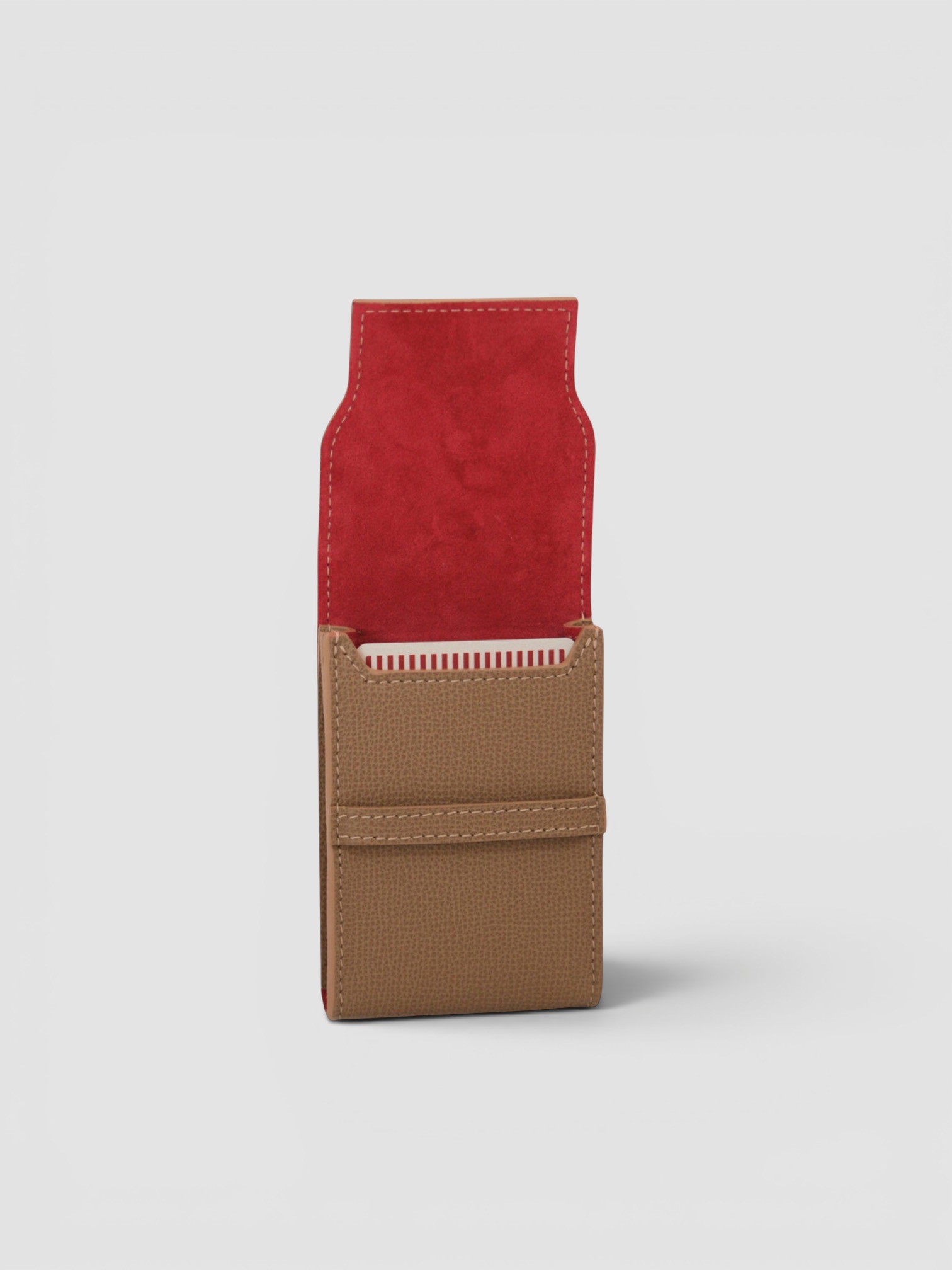 Throwing Doubles The Marrakesh Leather Playing Card Set in red.
